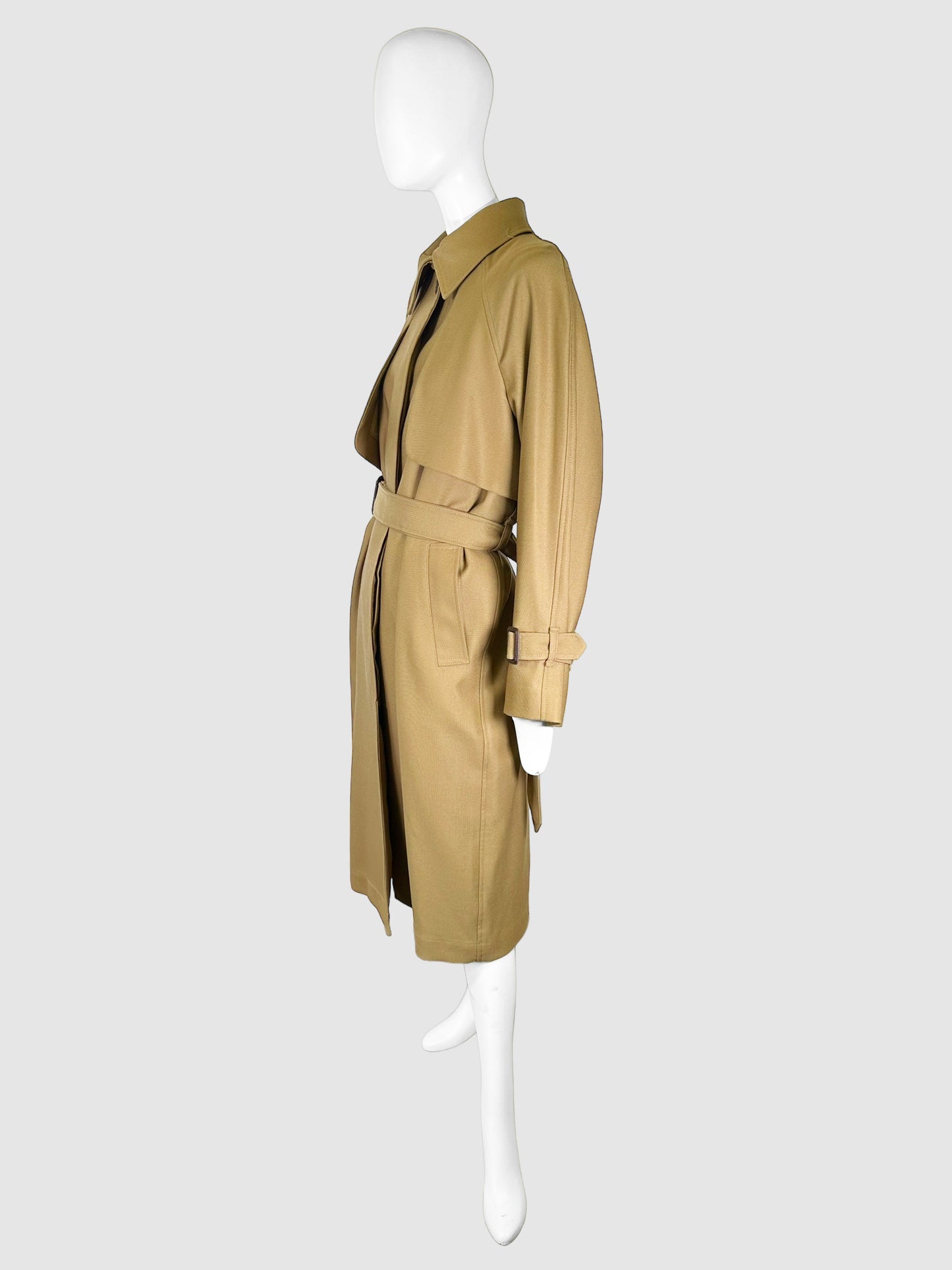 Tortoiseshell Button Belted Trench Coat - Size M