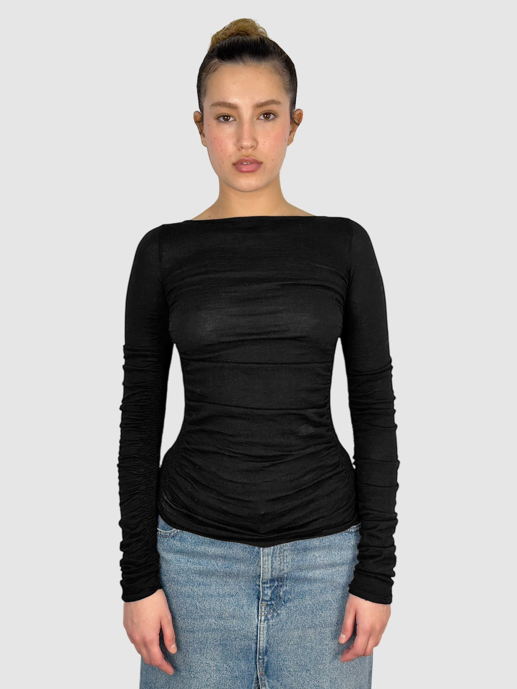 Ruched Wool Sweater