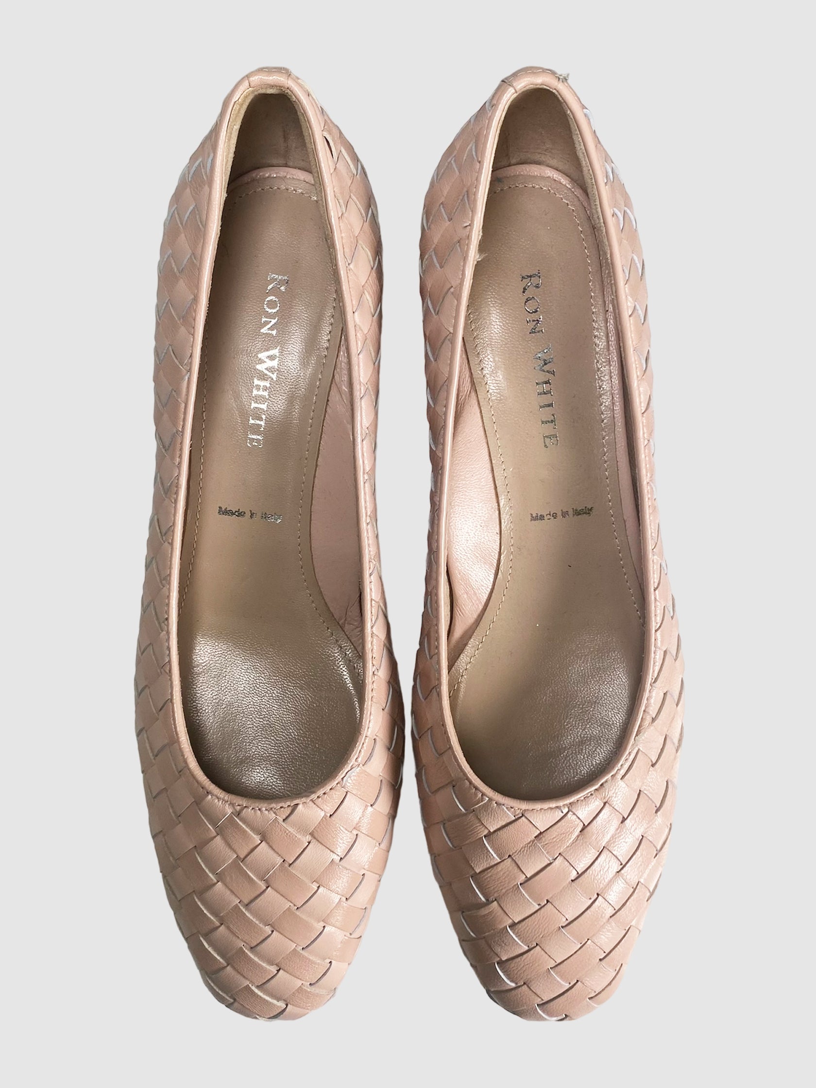 Ron White Weaved Leather Heels - Size 39.5