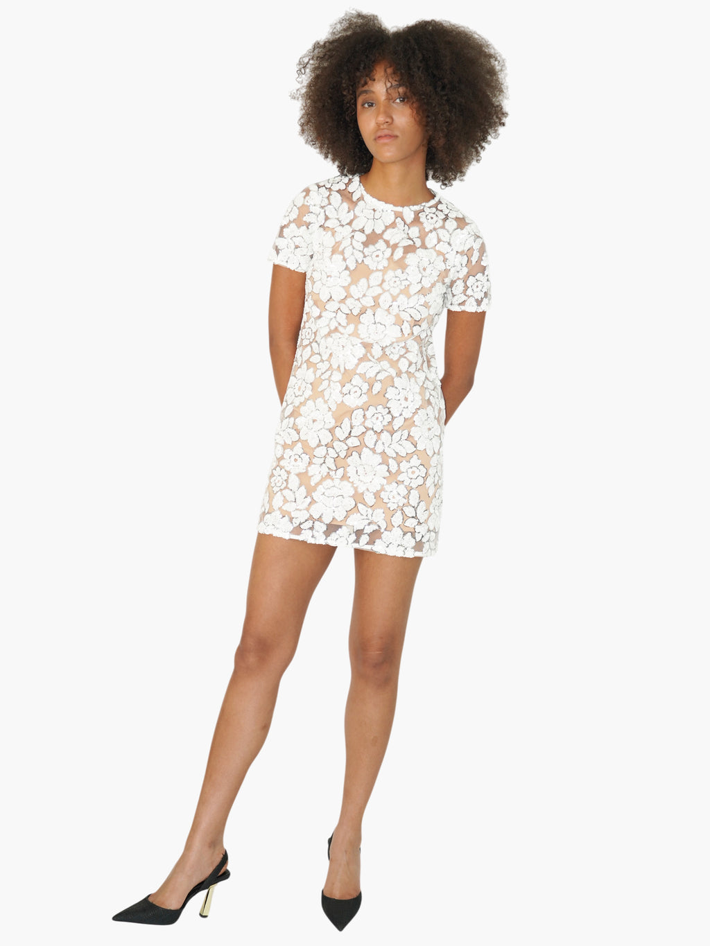 Sequinned Floral Dress