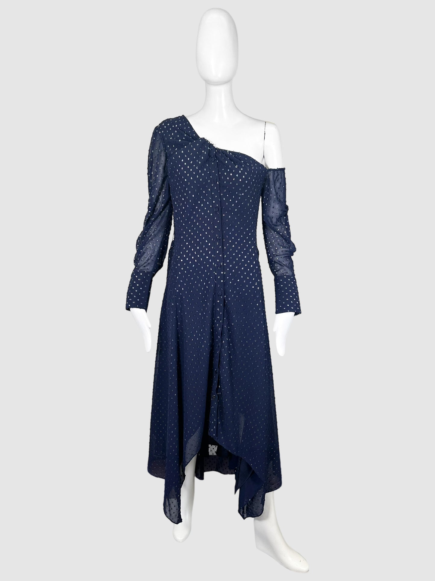 Longsleeve Dress with Silver Polka Dots - Size 6