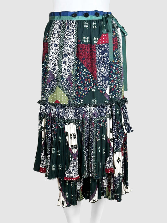 Likely Printed Wrap Pleated Midi Skirt - Size S/M
