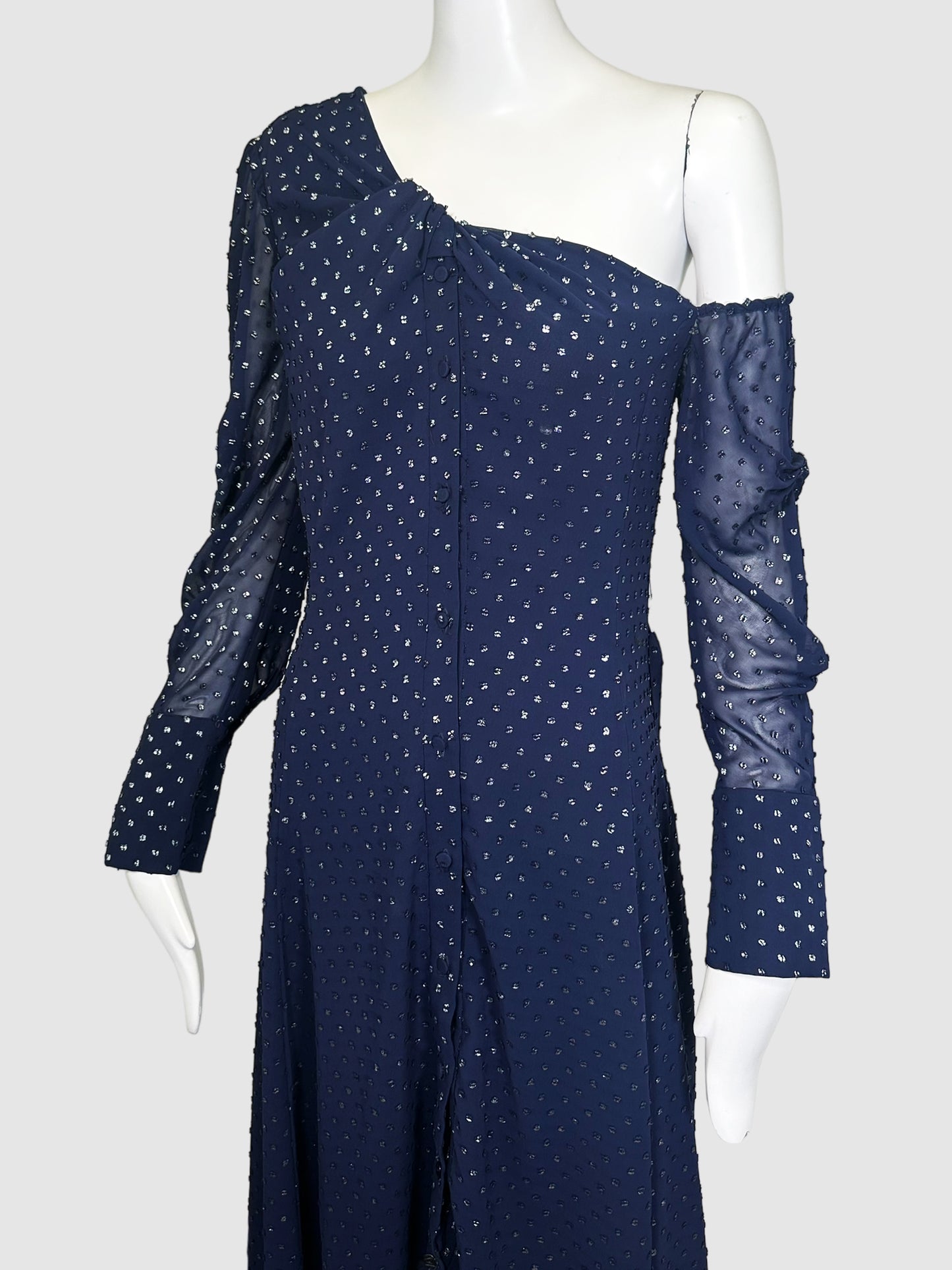 Longsleeve Dress with Silver Polka Dots - Size 6