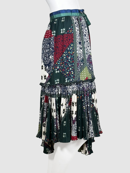 Likely Printed Wrap Pleated Midi Skirt - Size S/M