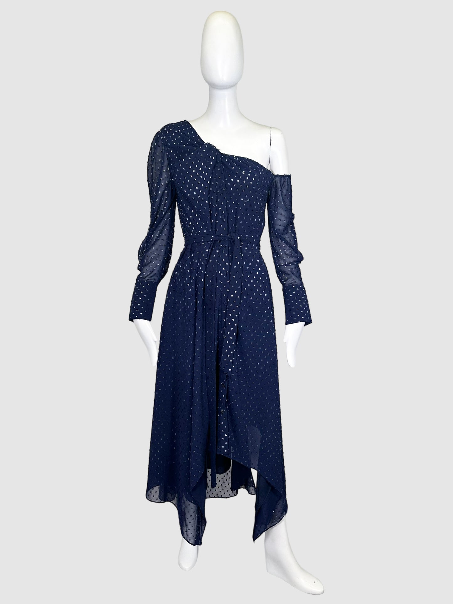 Longsleeve Dress with Silver Polka Dots - Size 6