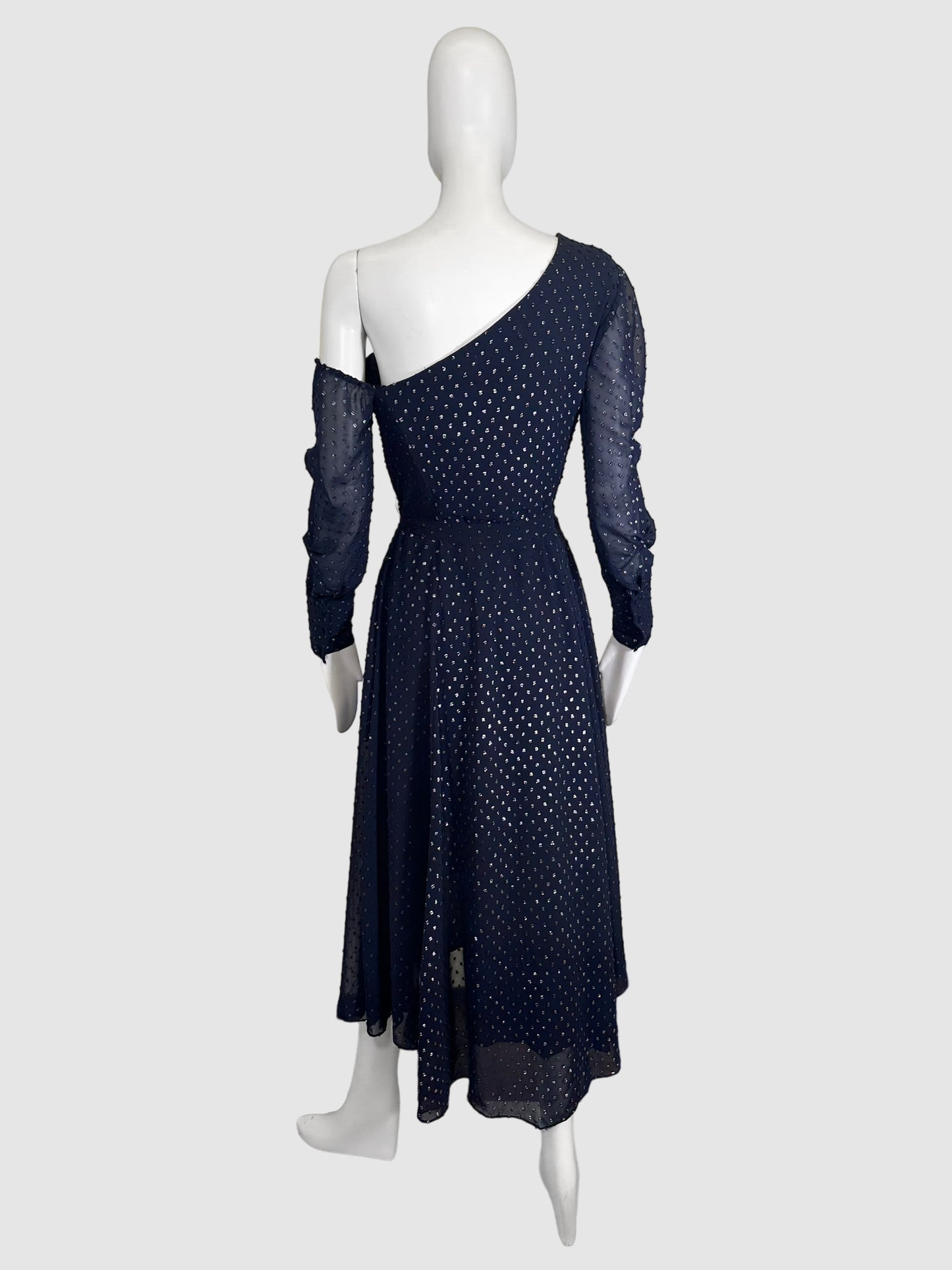 Longsleeve Dress with Silver Polka Dots - Size 6