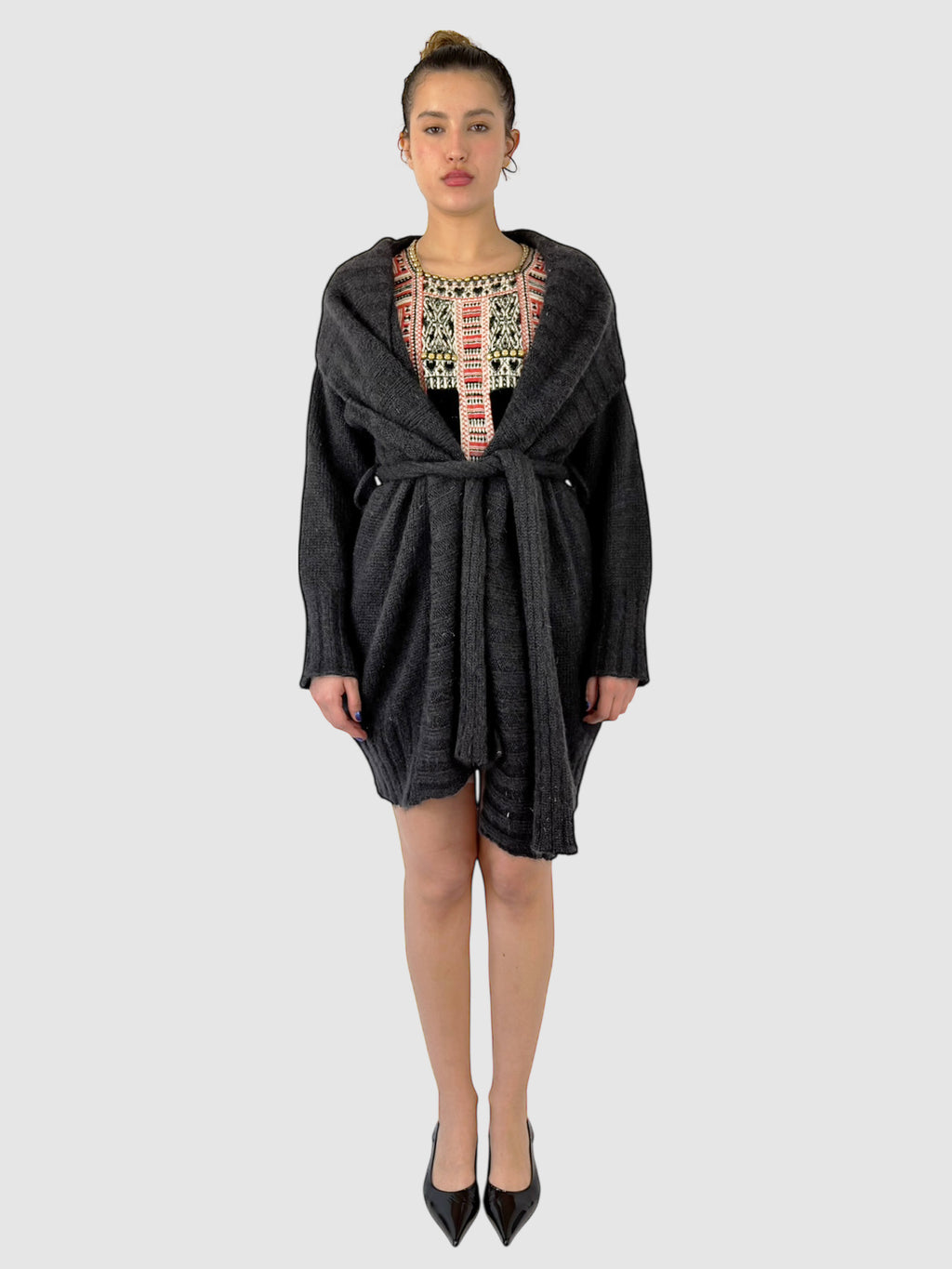 Embroidered Cardigan Dress