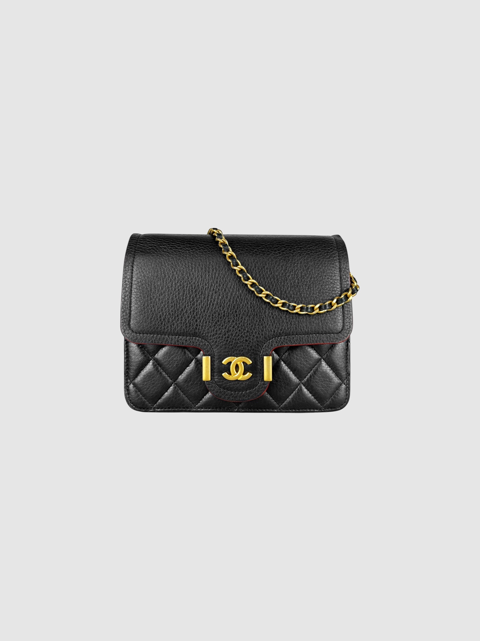 Chanel Black Leather Archi Chic Square Flap Bag luxury designer resale consignment toronto canada secondhand 