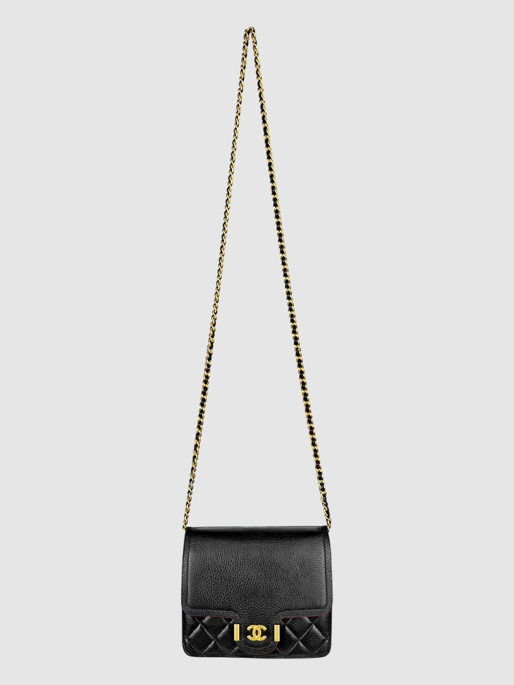 Chanel Black Leather Archi Chic Square Flap Bag luxury designer resale consignment toronto canada secondhand