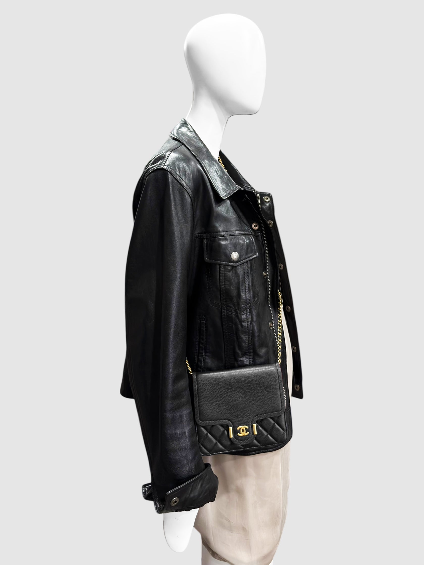 Chanel Black Leather Archi Chic Square Flap Bag luxury designer resale consignment toronto canada secondhand