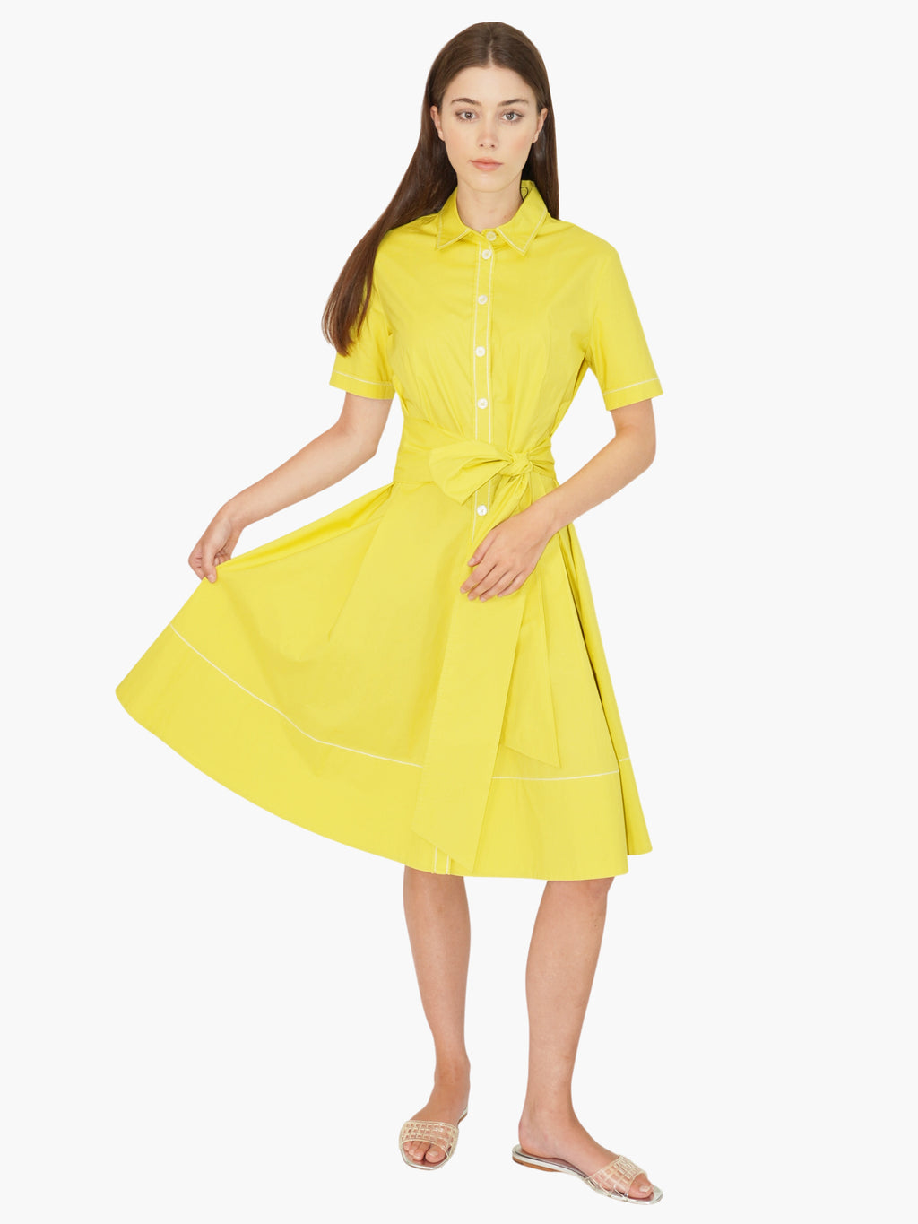 Belted Button-Up Dress