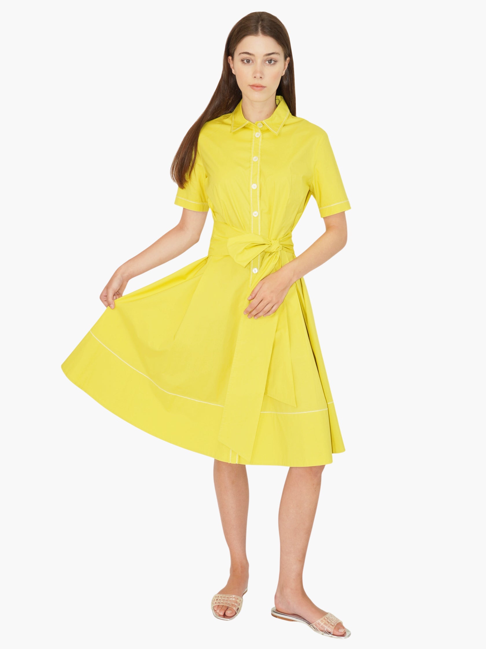Belted Button-Up Dress