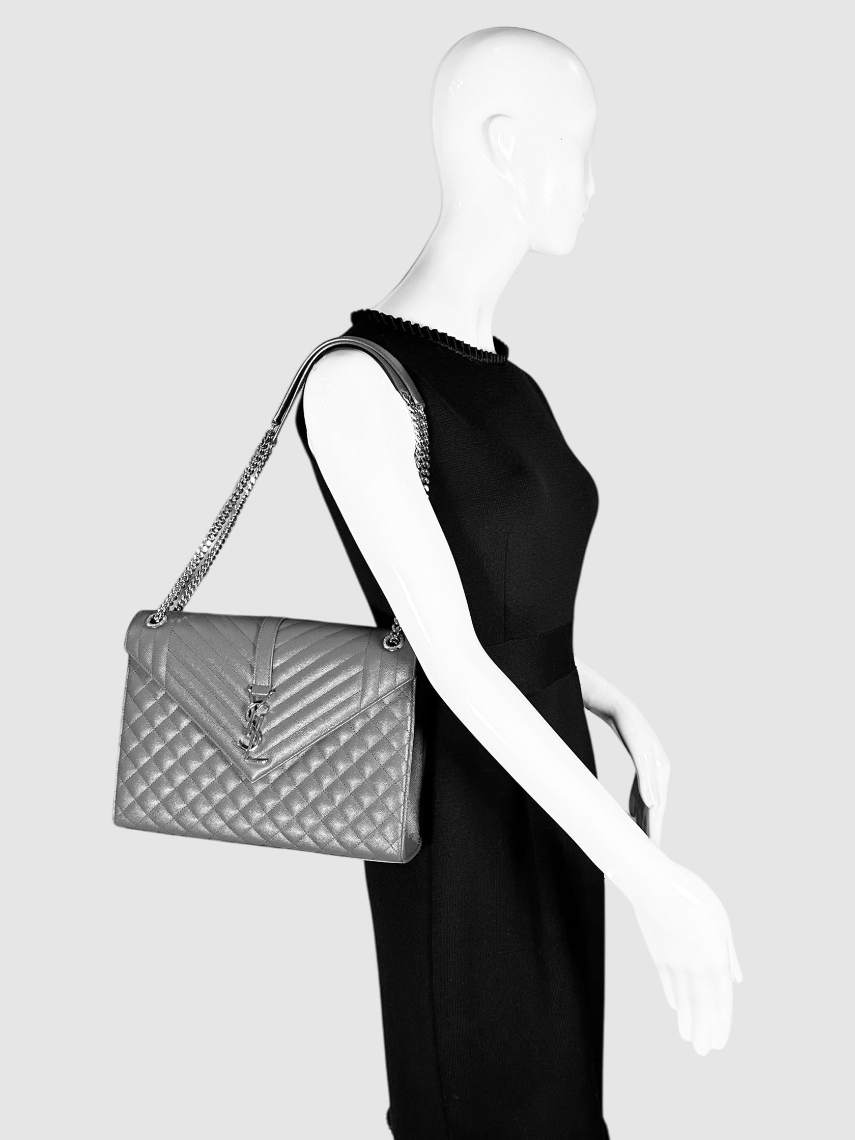 Chain Strap Quilted Envelope Bag
