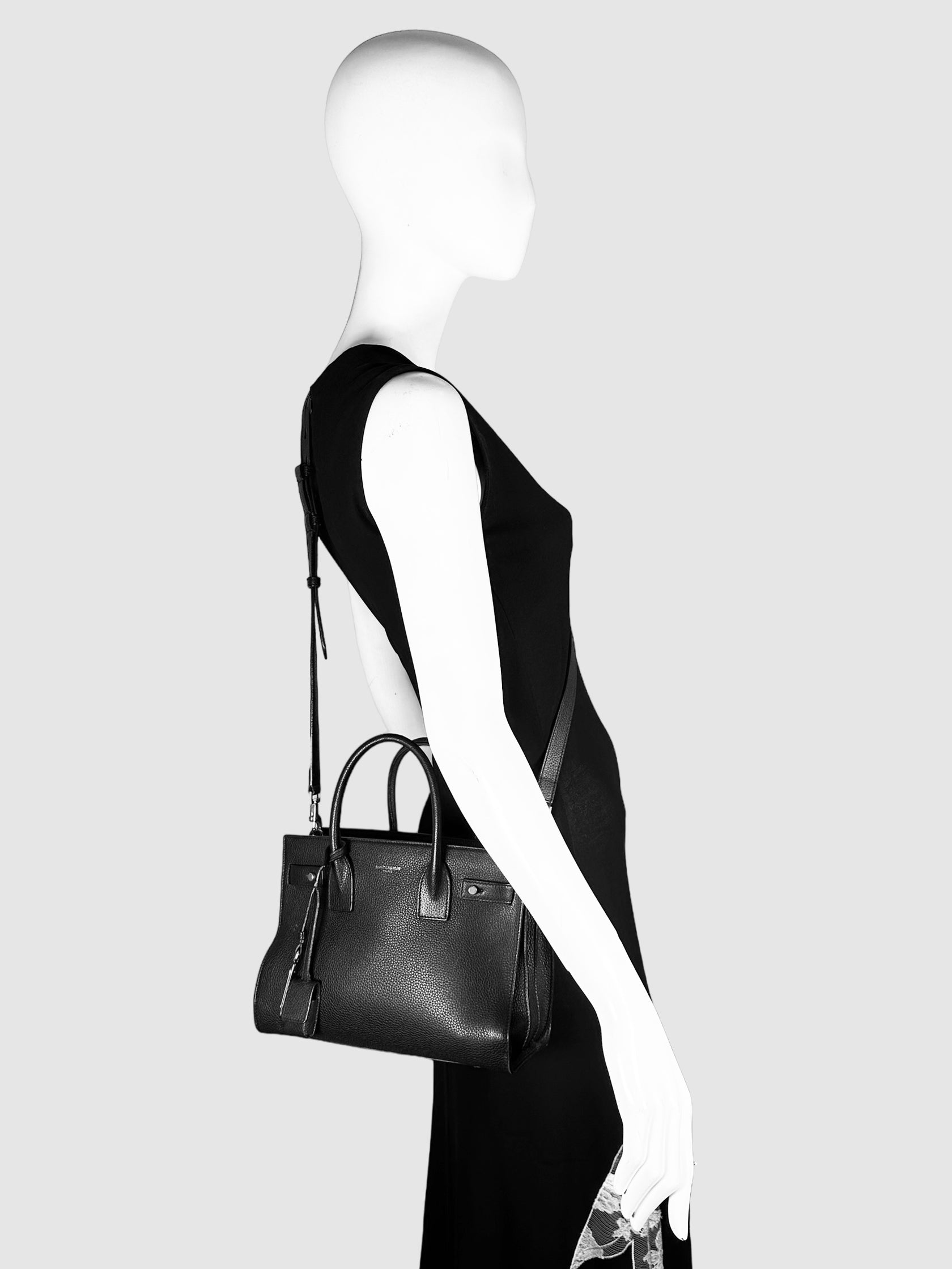 Saint Laurent Black Leather Sac de Jour Baby Bag Consignment Secondhand Designer Luxury Resale Toronto Trendy