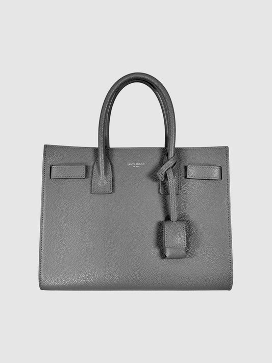 Saint Laurent Grey Grained Leather Baby Sac de Jour Top Handle Bag Luxury Designer Resale Consignment Toronto