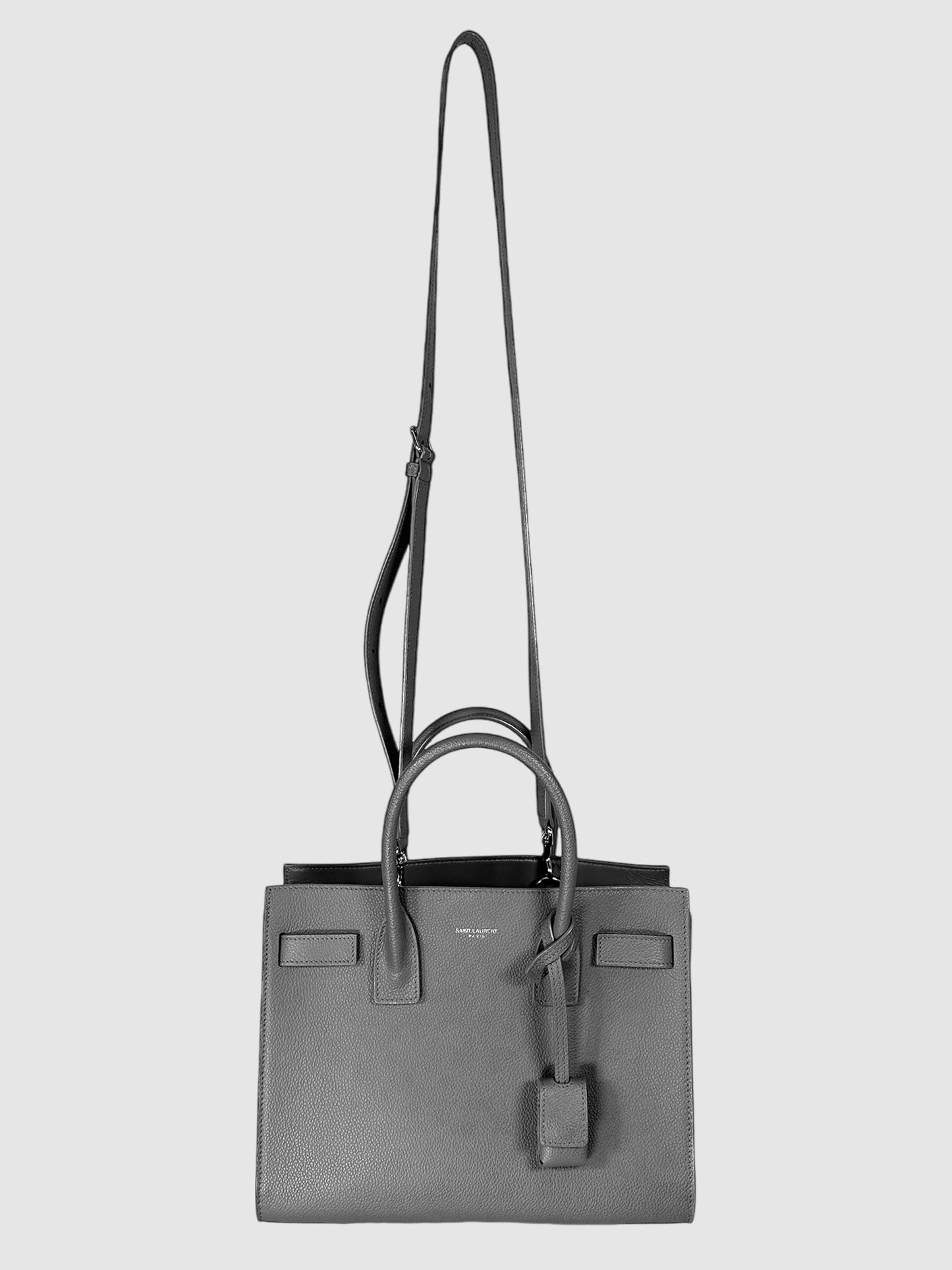 Saint Laurent Grey Grained Leather Baby Sac de Jour Top Handle Bag Luxury Designer Resale Consignment Toronto