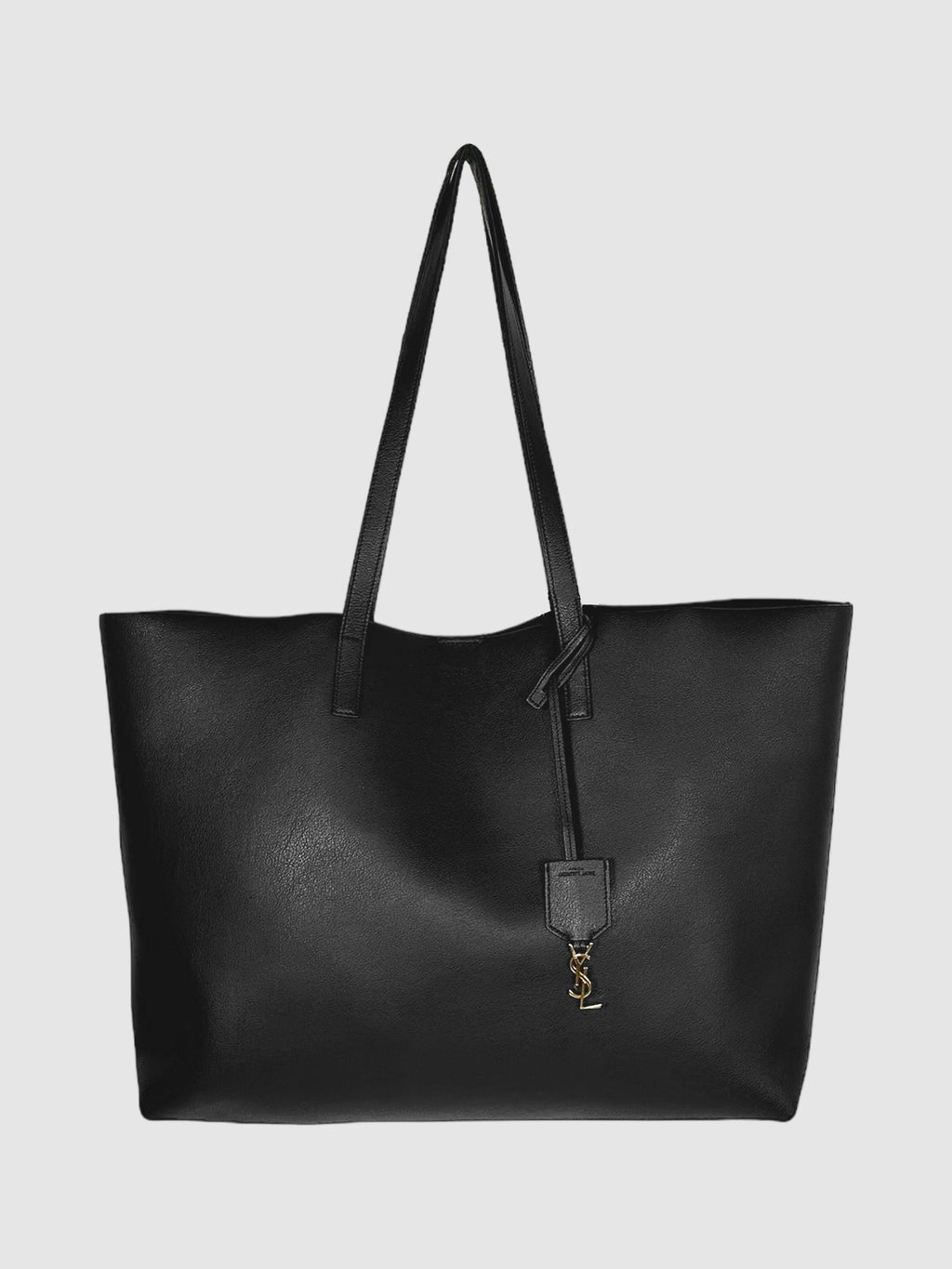 Yves Saint Laurent Black Leather Shopping Tote Bag Consignment Secondhand Designer Luxury Resale Toronto Trendy
