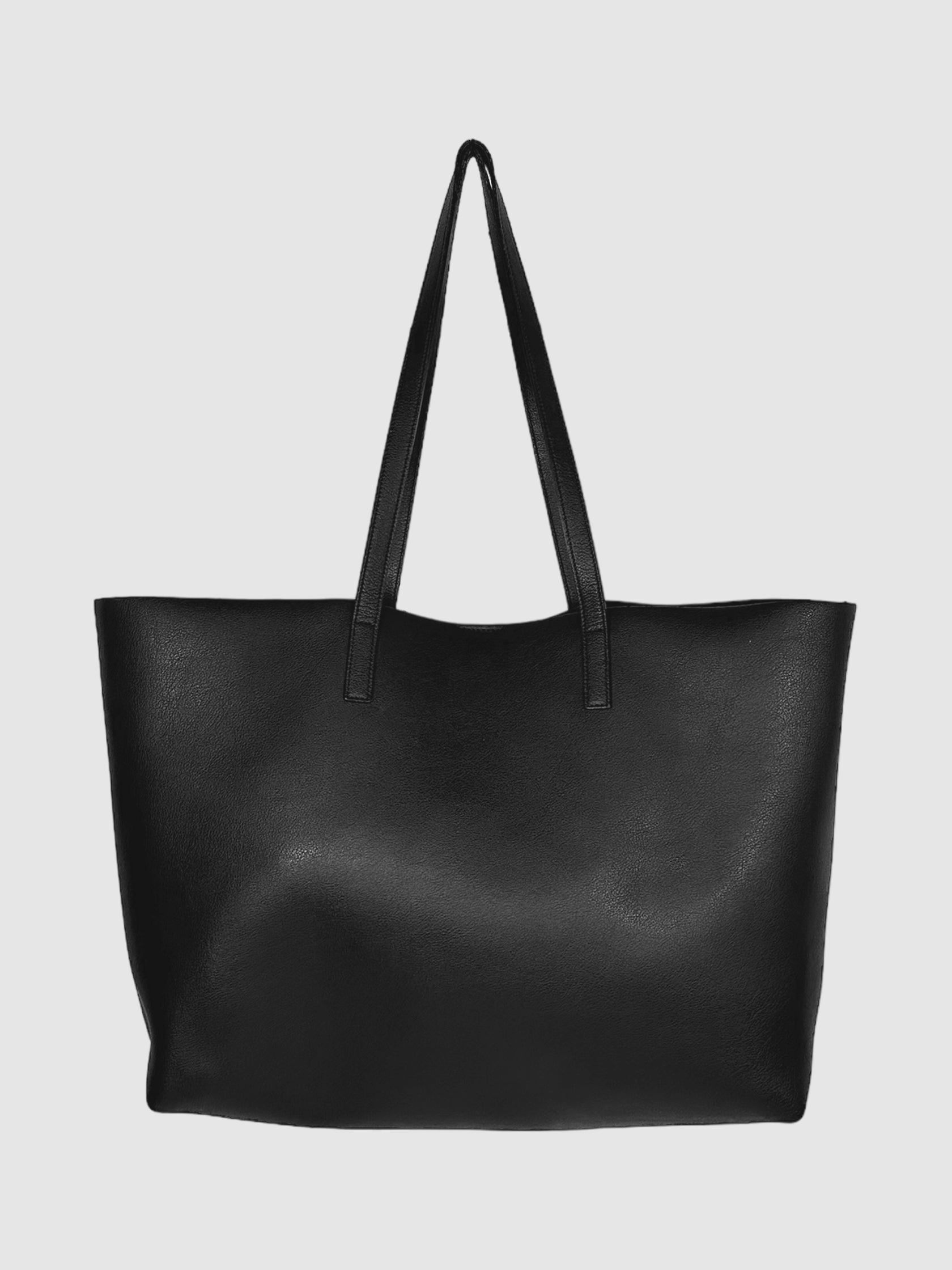 Yves Saint Laurent Black Leather Shopping Tote Bag Consignment Secondhand Designer Luxury Resale Toronto Trendy