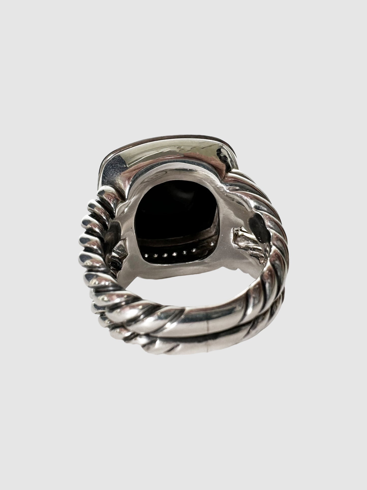 Albion Onyx and Diamonds Silver Ring