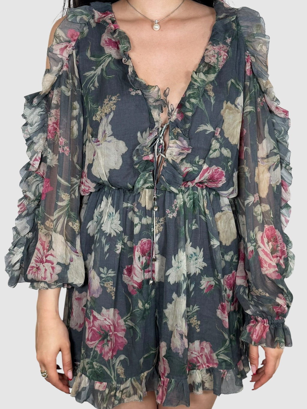 Georgette Cold Shoulder Romper