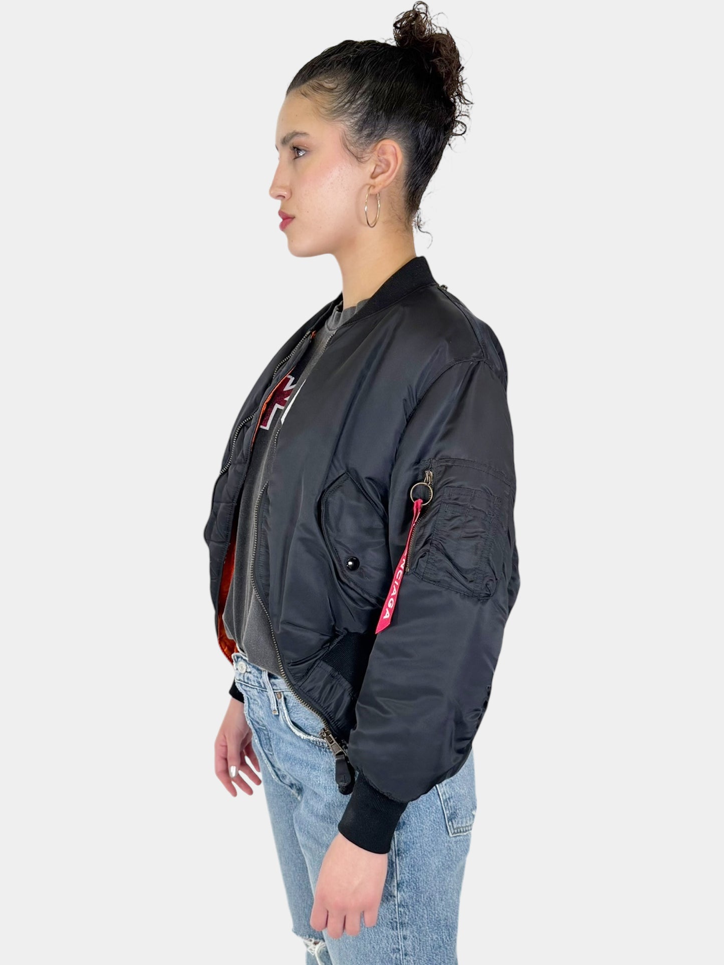 Crop Puffer Bomber Jacket - Size 36