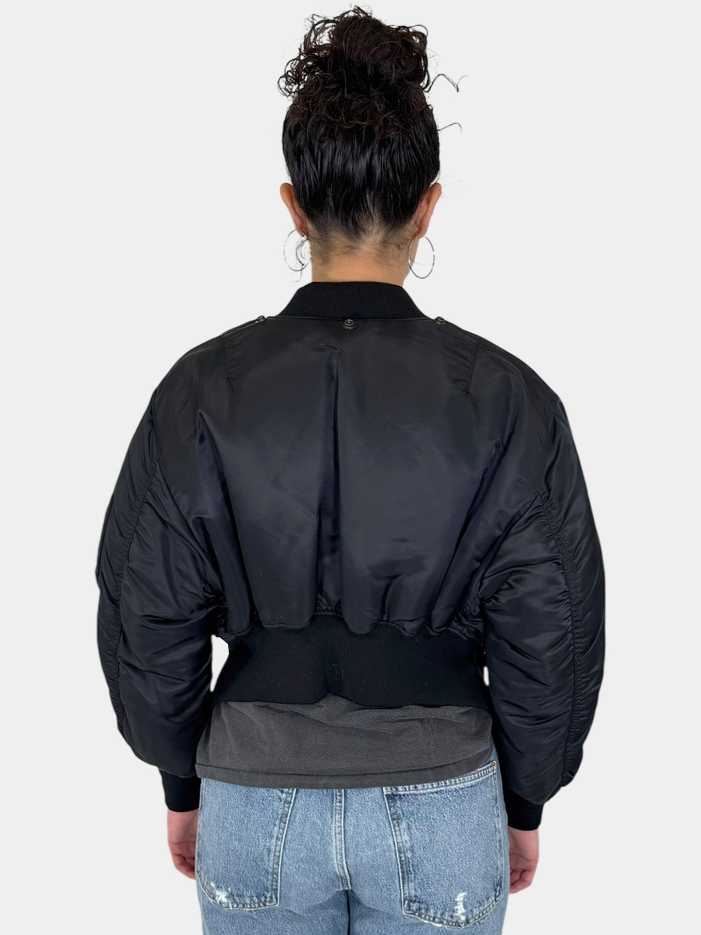 Crop Puffer Bomber Jacket - Size 36