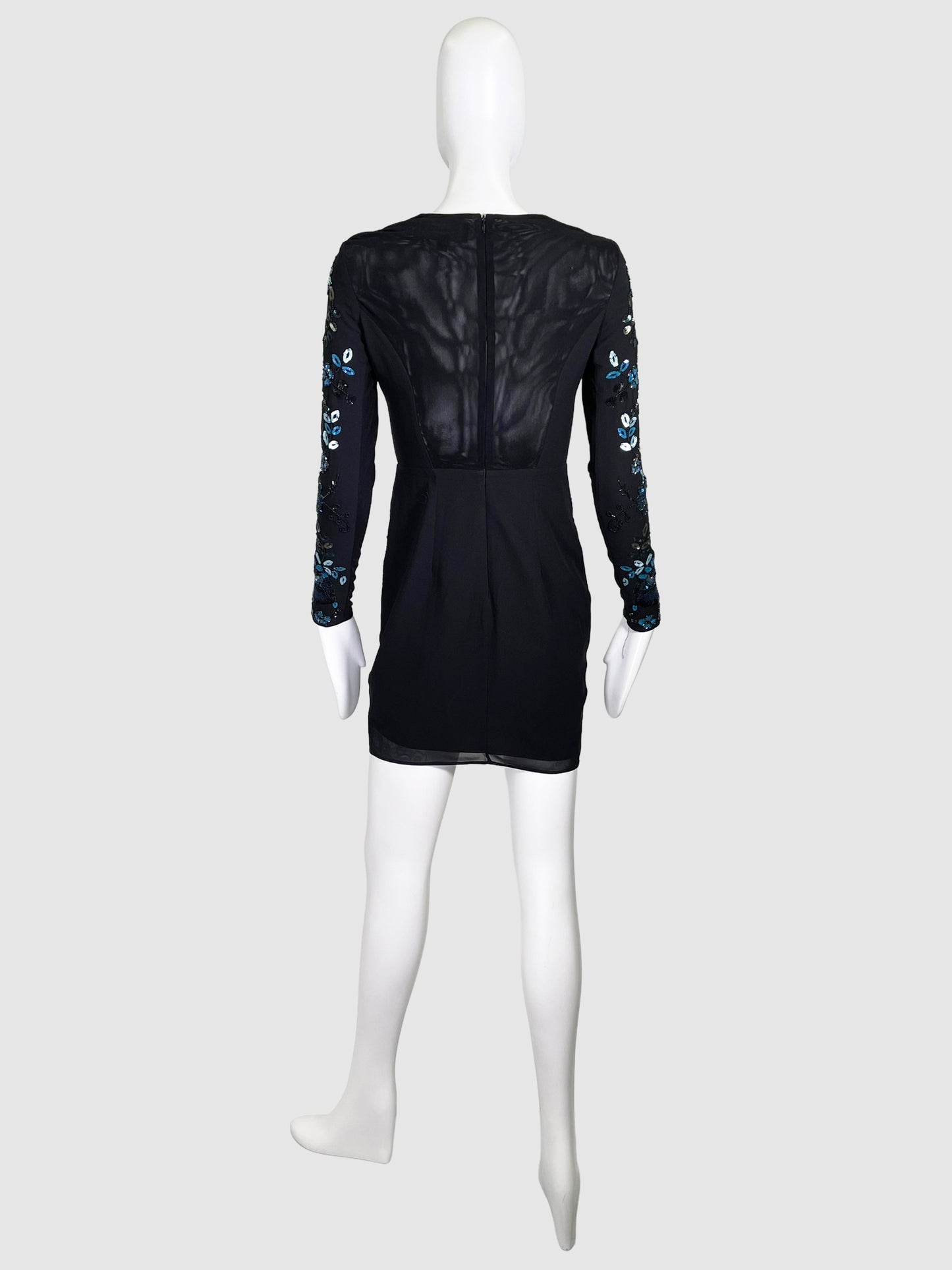Needle & Thread Black w/ Blue Beaded Long sleeves Dress - Size 8