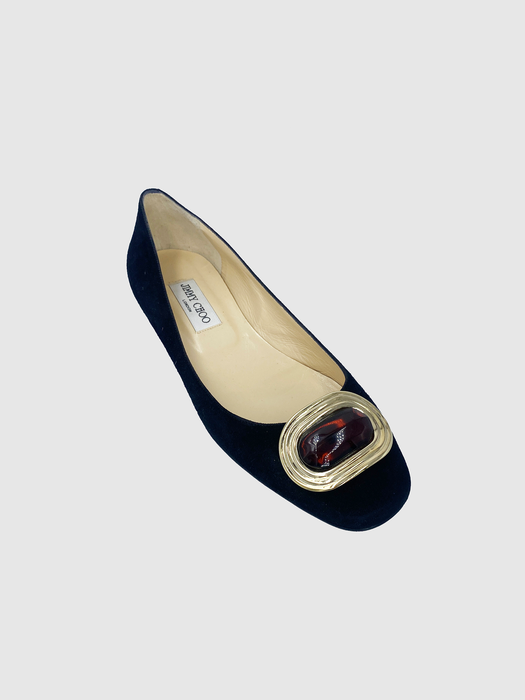 Jimmy Choo Black Suede Ballerina Flat - Size 40