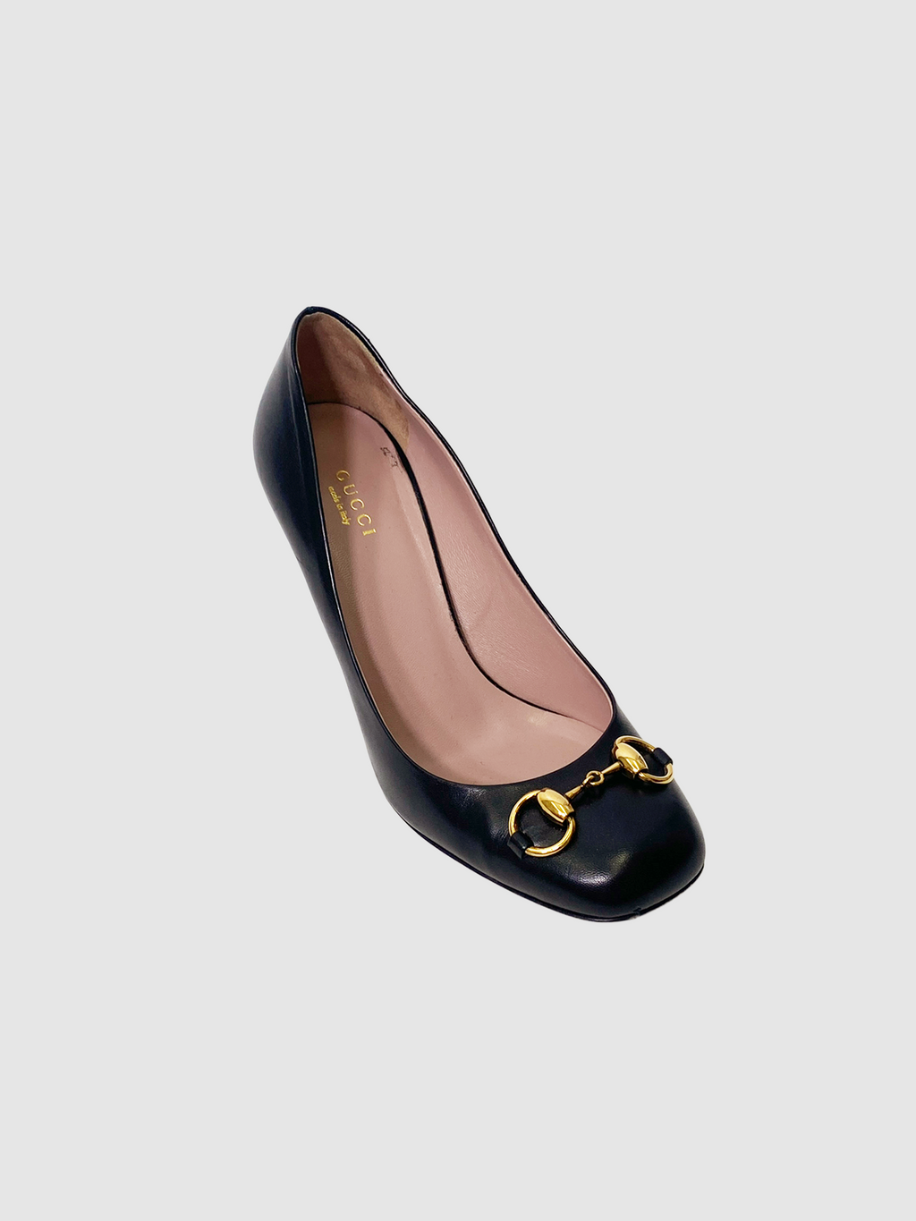 Gucci Square Toe Black Horsebit Heel - Size 38.5