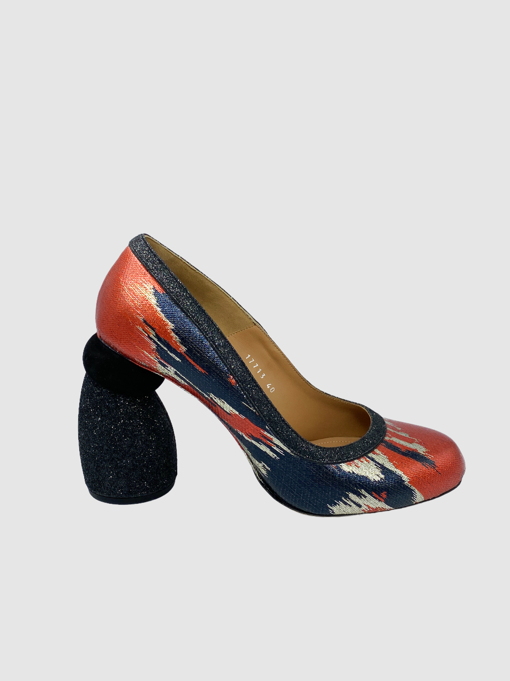 Dries Van Noten Glitter Chunky Heel Pump - Size 40