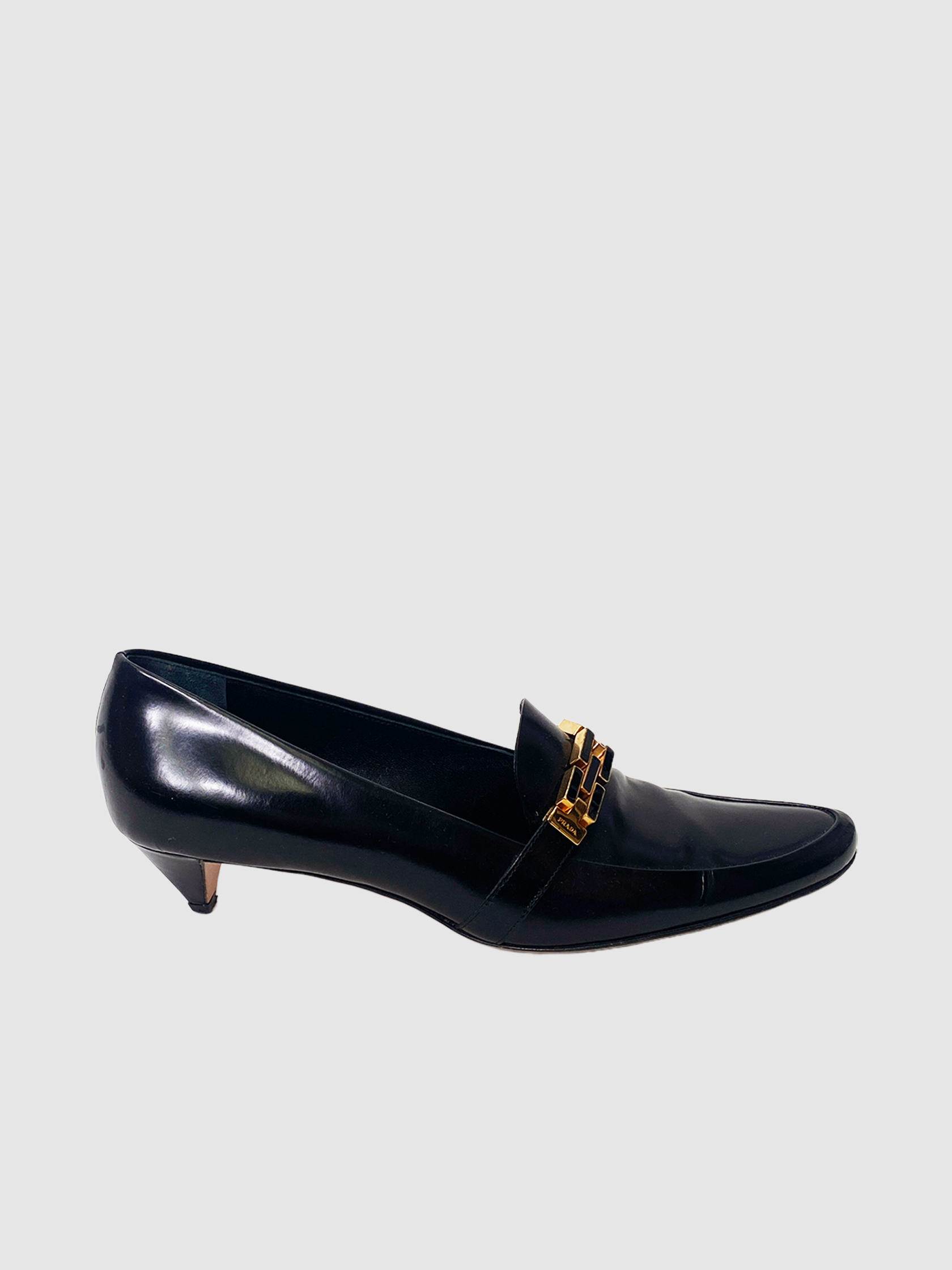 Prada Pointy Toe Patent Leather Kitten Heel - Size 38
