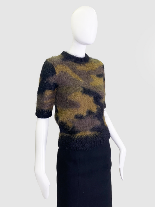 Michael Kors Short Sleeve Fuzzy Sweater - Size XS