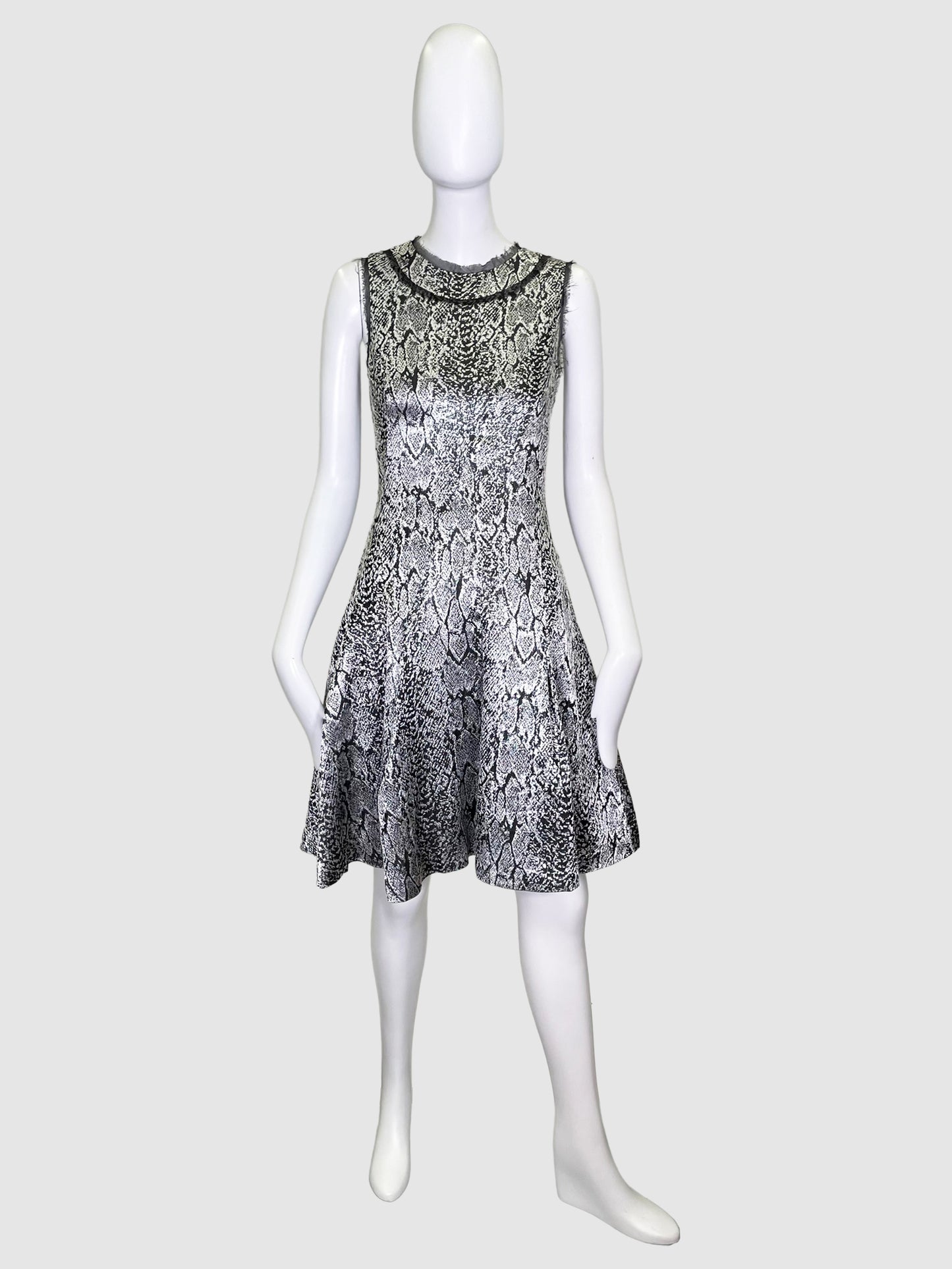 Pink Tartan Black & Silver Print Sleeveless Dress - Size 4