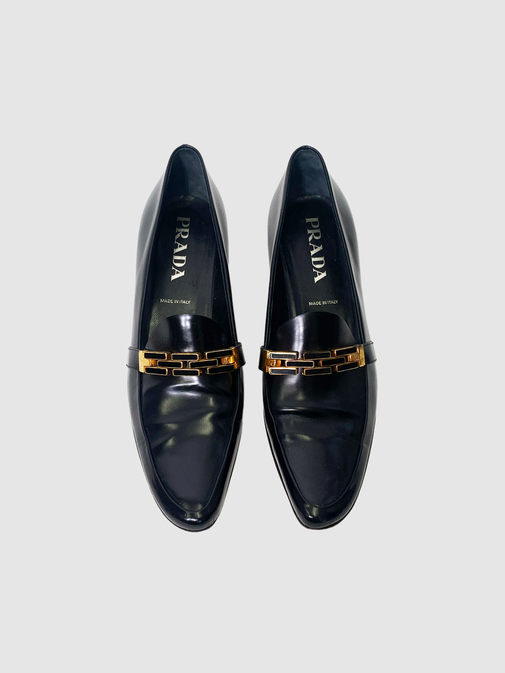 Prada Pointy Toe Patent Leather Kitten Heel - Size 38