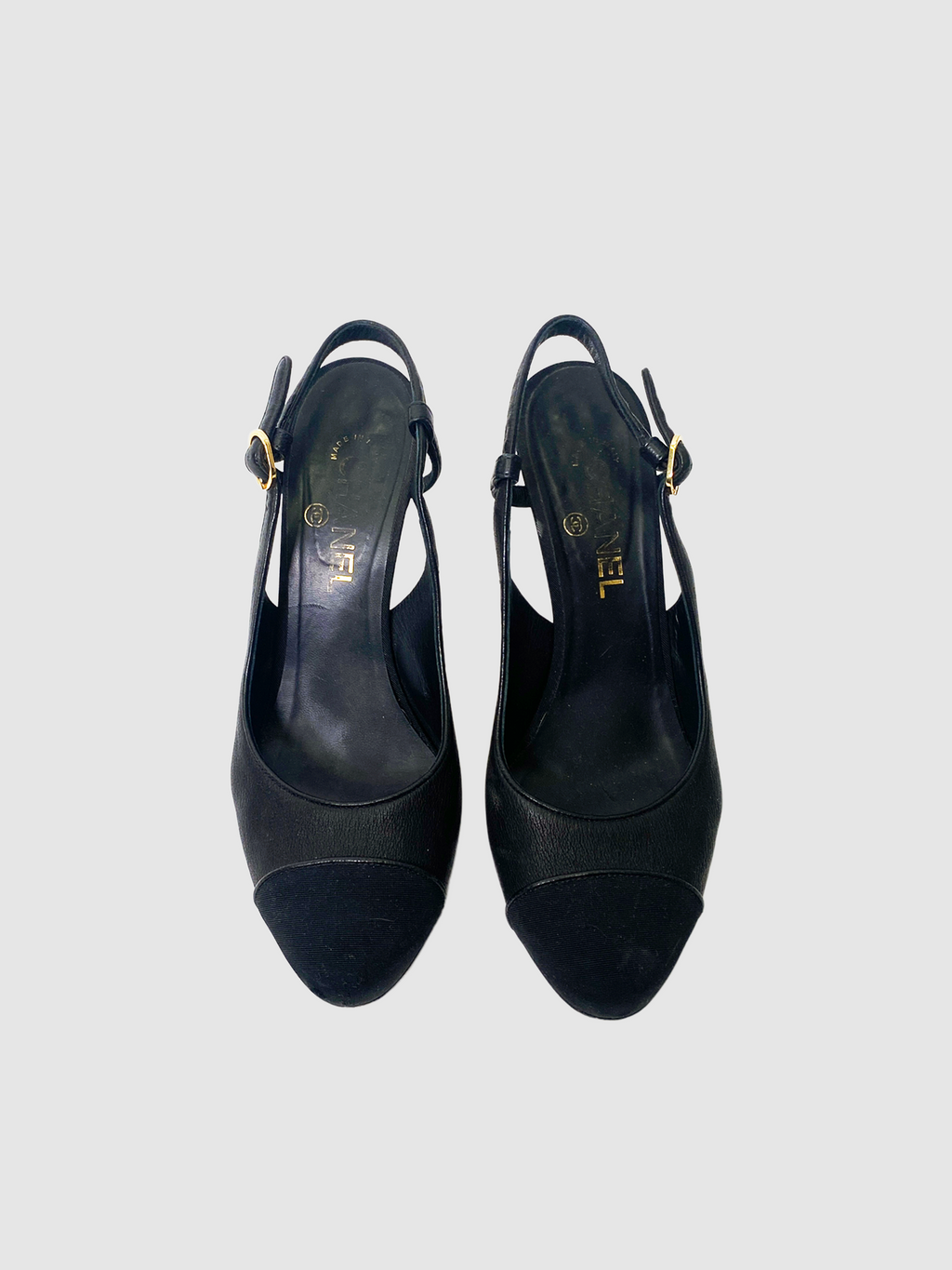 Leather Slingback Platform Pumps - Size 40