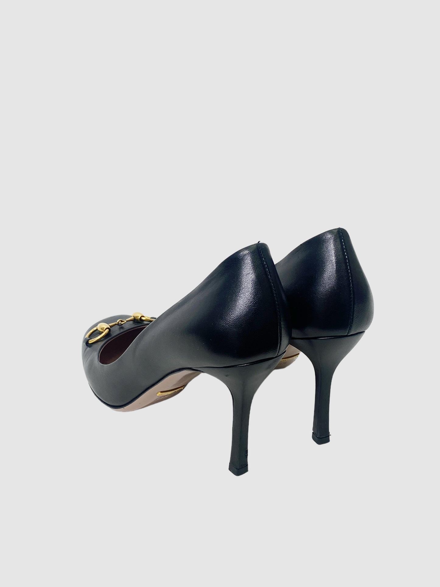 Gucci Square Toe Black Horsebit Heel - Size 38.5