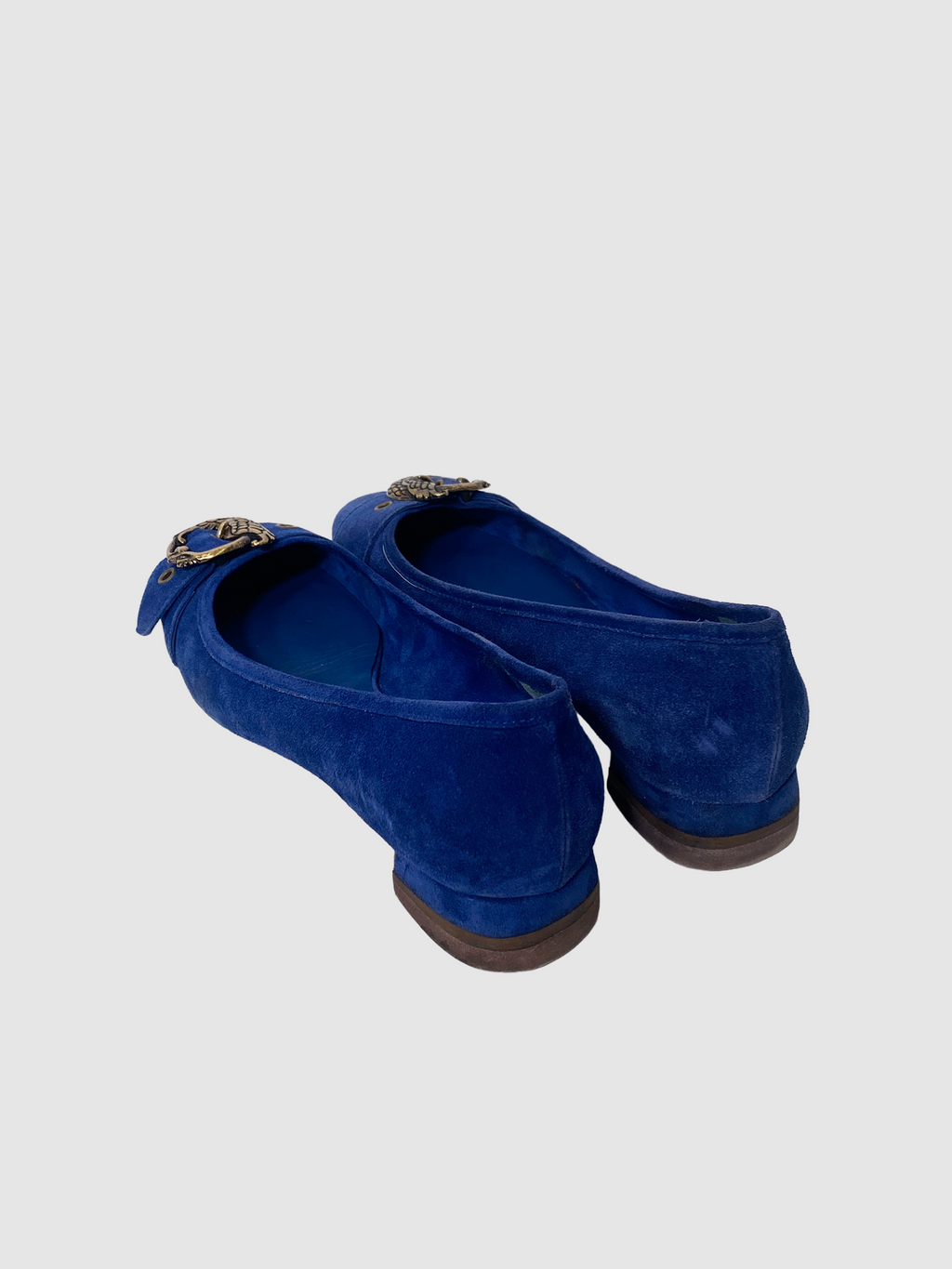 Suede Ballerina Flats with Buckle - Size 39