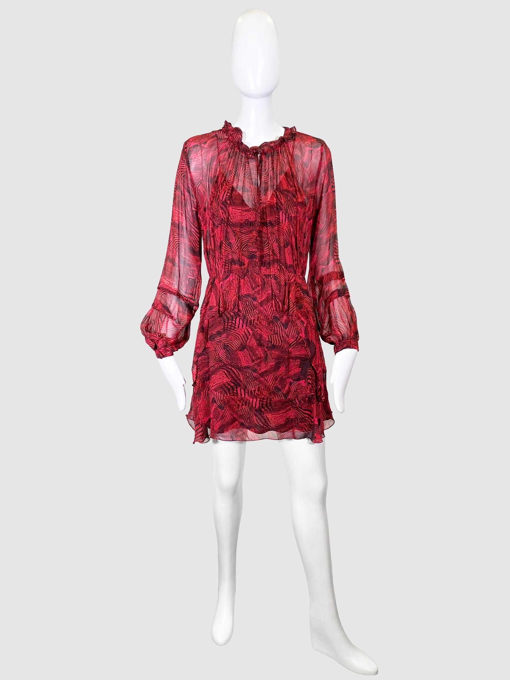 IRO Red V- Neck Longsleeves Dress - Size 34