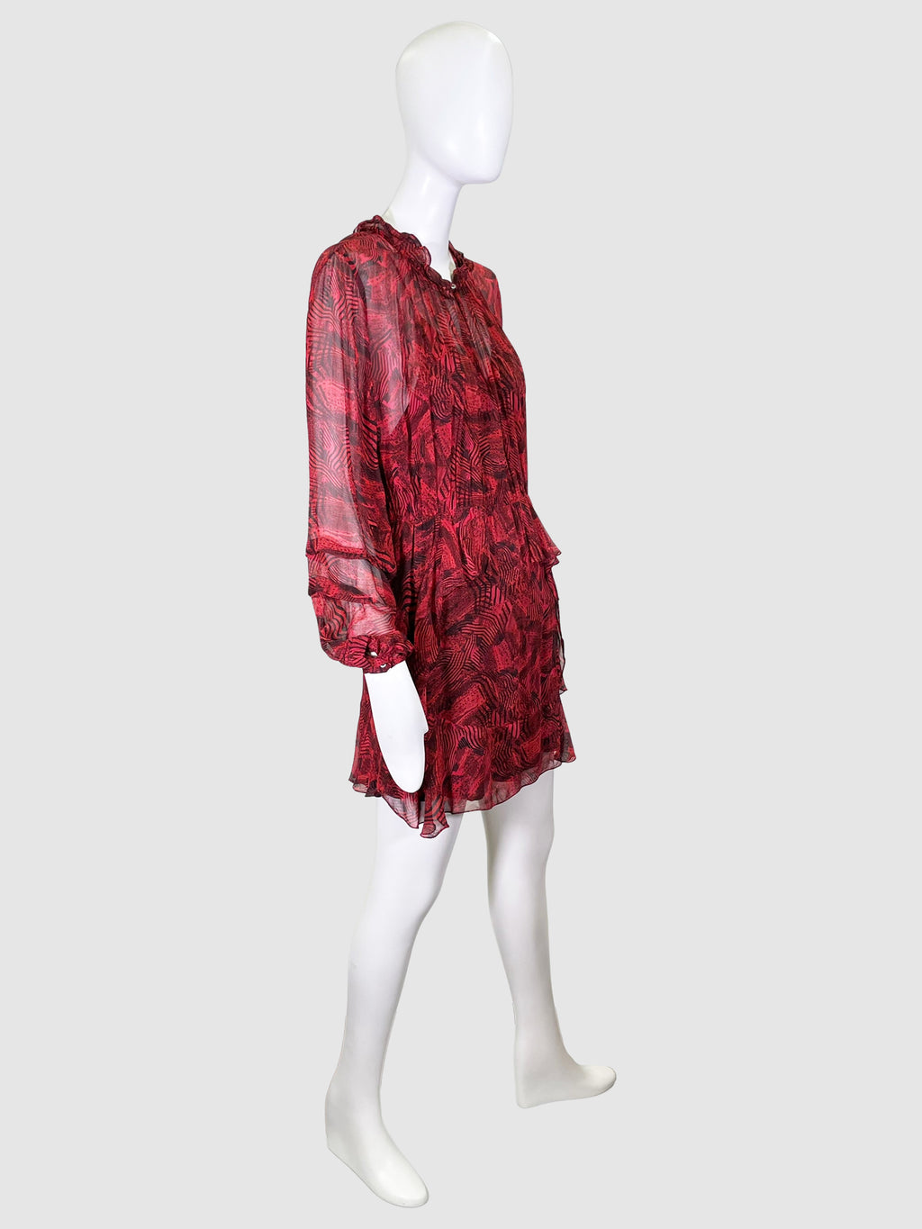 IRO Red V- Neck Longsleeves Dress - Size 34