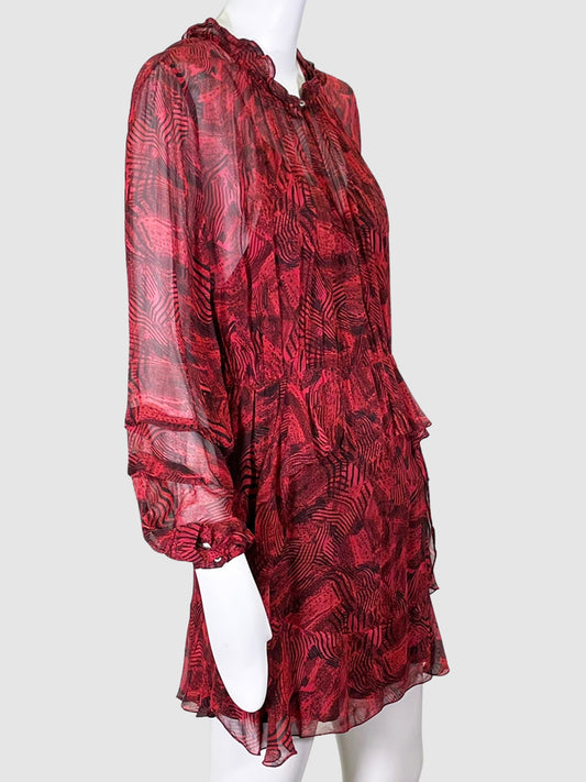IRO Red V- Neck Longsleeves Dress - Size 34