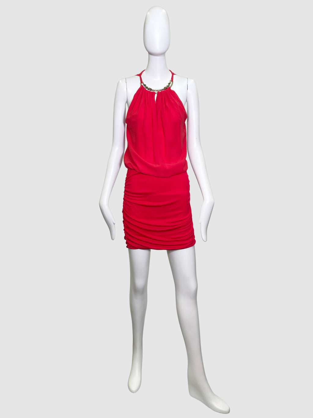 Roberto Cavalli Red w/ Metal Snake Halter Neck Dress - Size 42
