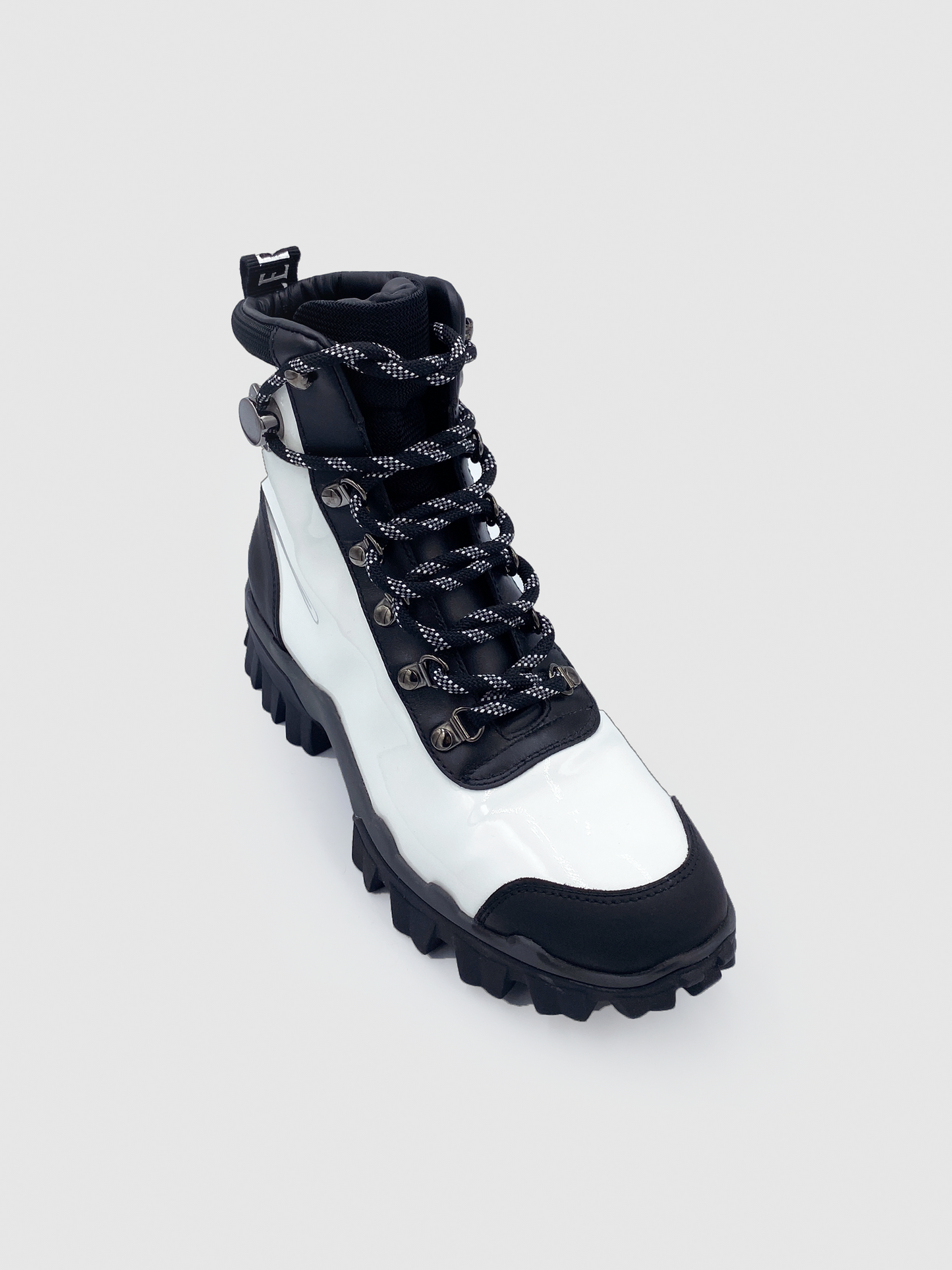 Moncler Black&White Patent Helis Hiking Boots - Size 5