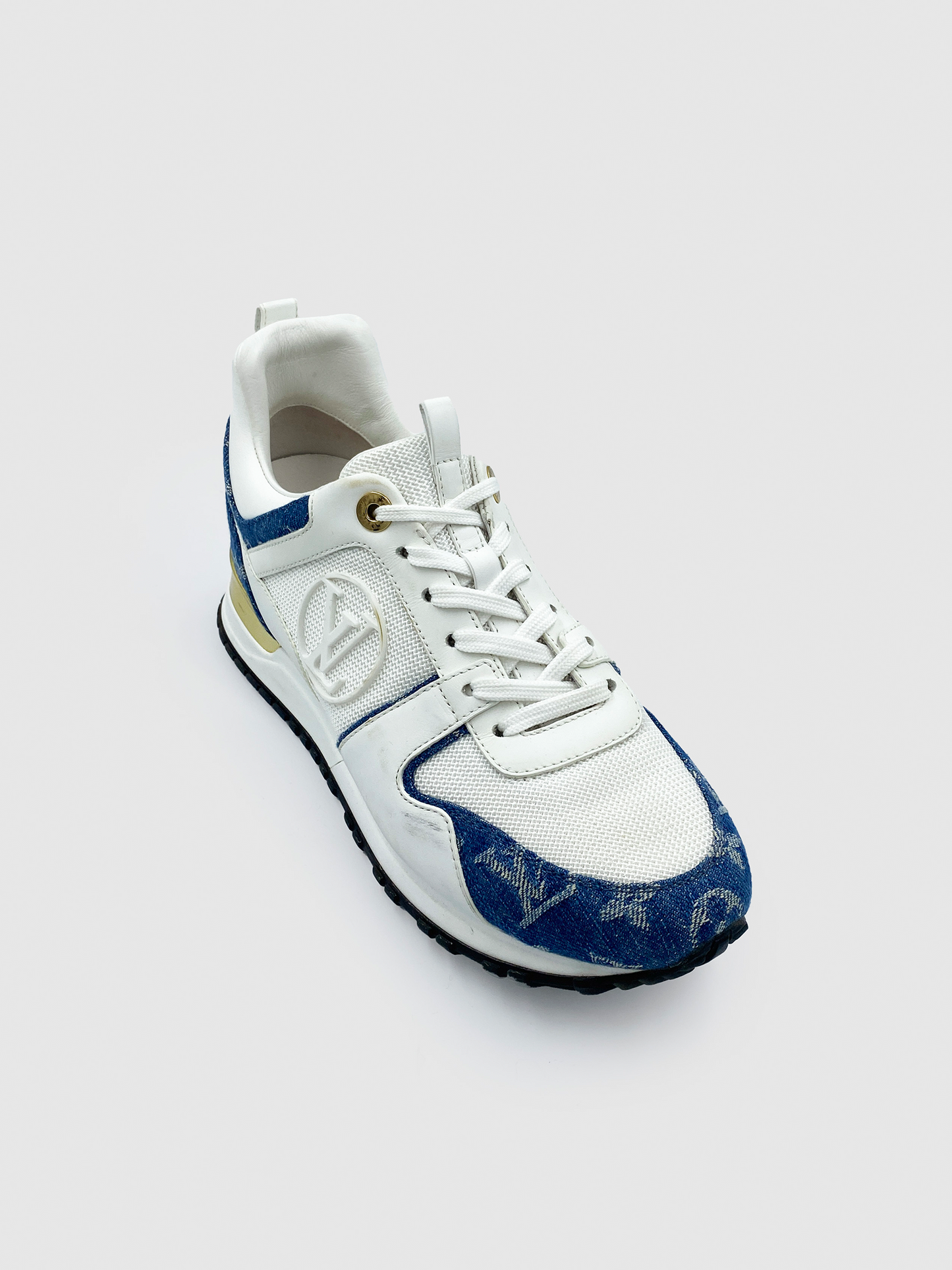 Louis Vuitton White/ Denim Run Away Sneaker - Size 36.5