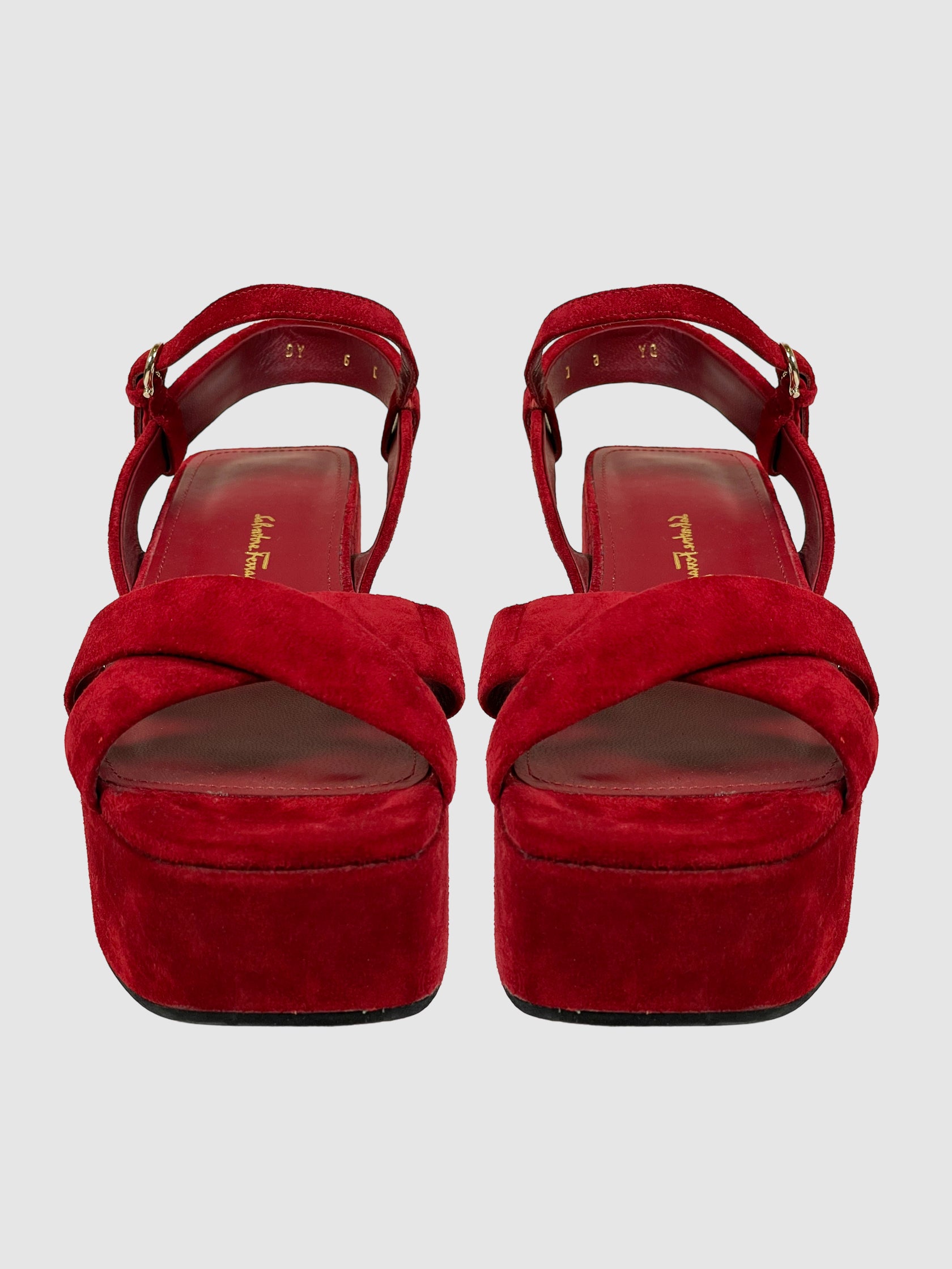 Salvatore Ferragamo Suede Platform Sandals - Size 6
