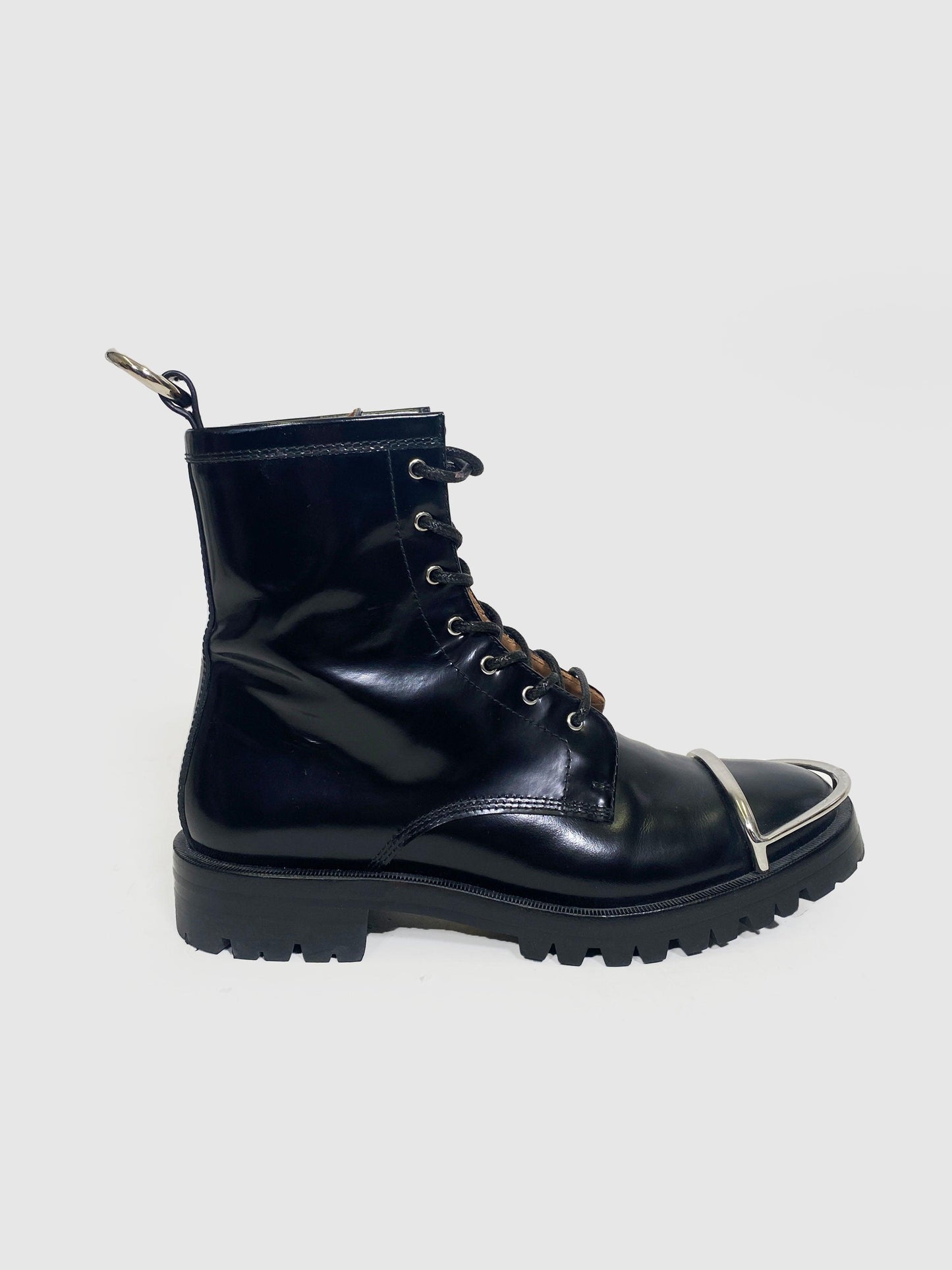 Alexander Wang Black Patent Leather Lyndon Combat Boots