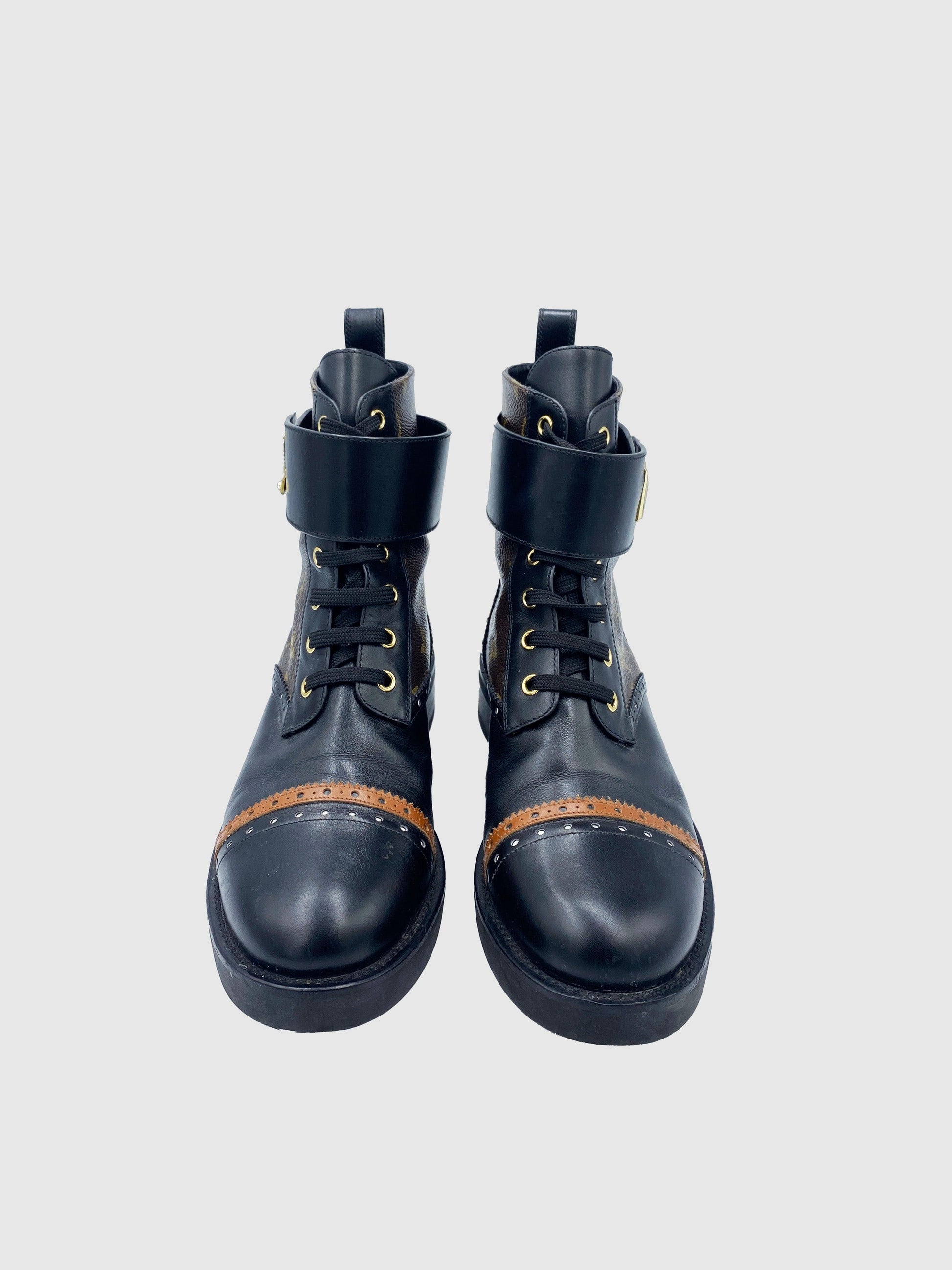 Louis Vuitton Monogram Rager Combat Boots - Size 40 - Second Nature Boutique