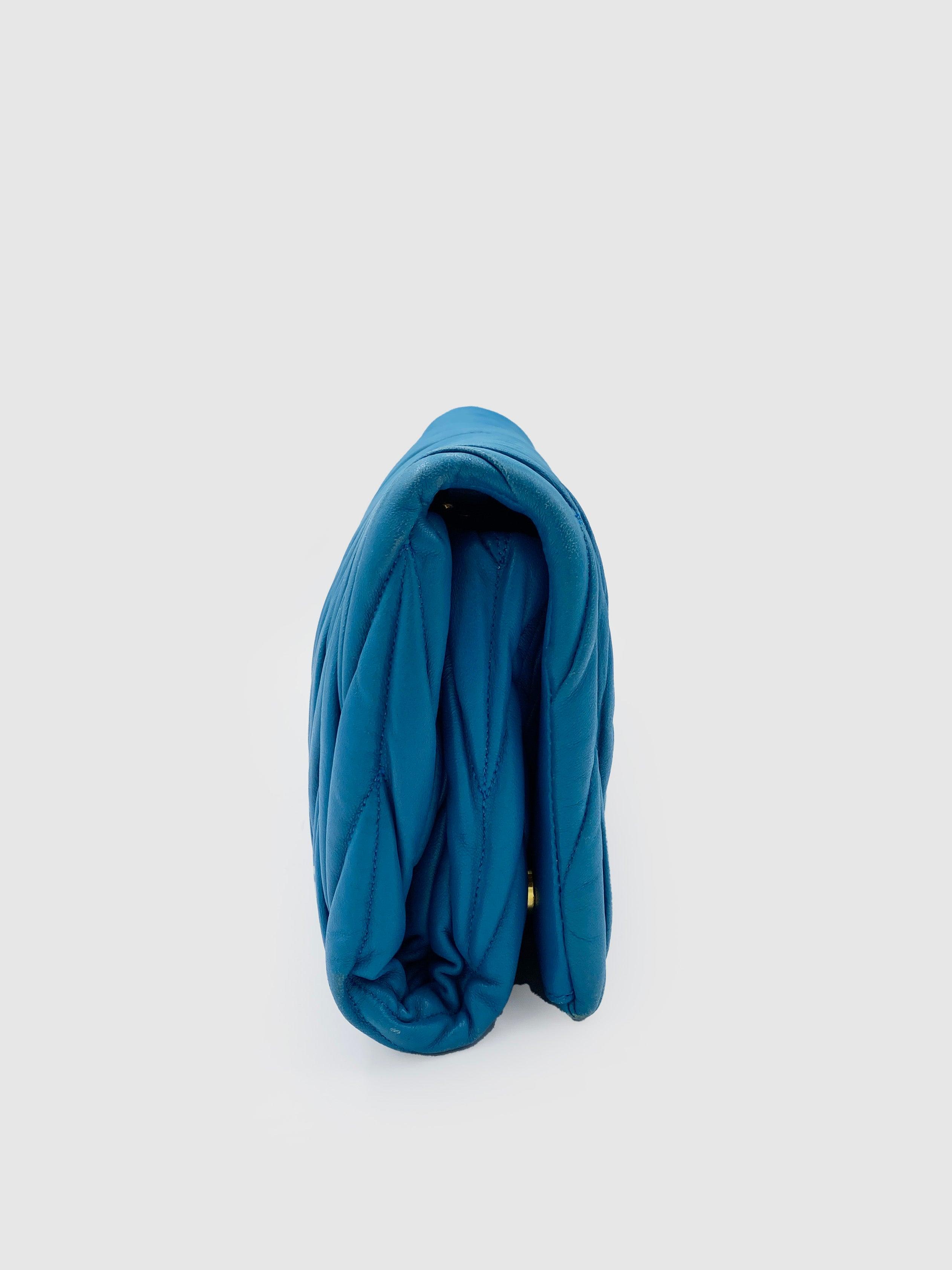 Miu Miu Teal Matelasse Leather Shoulder Bag - Second Nature Boutique