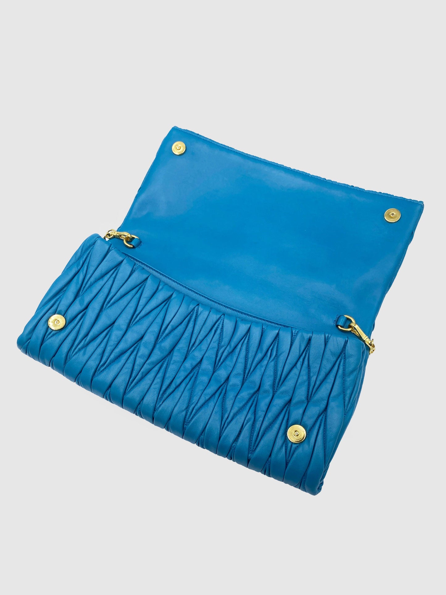 Miu Miu Teal Matelasse Leather Shoulder Bag - Second Nature Boutique