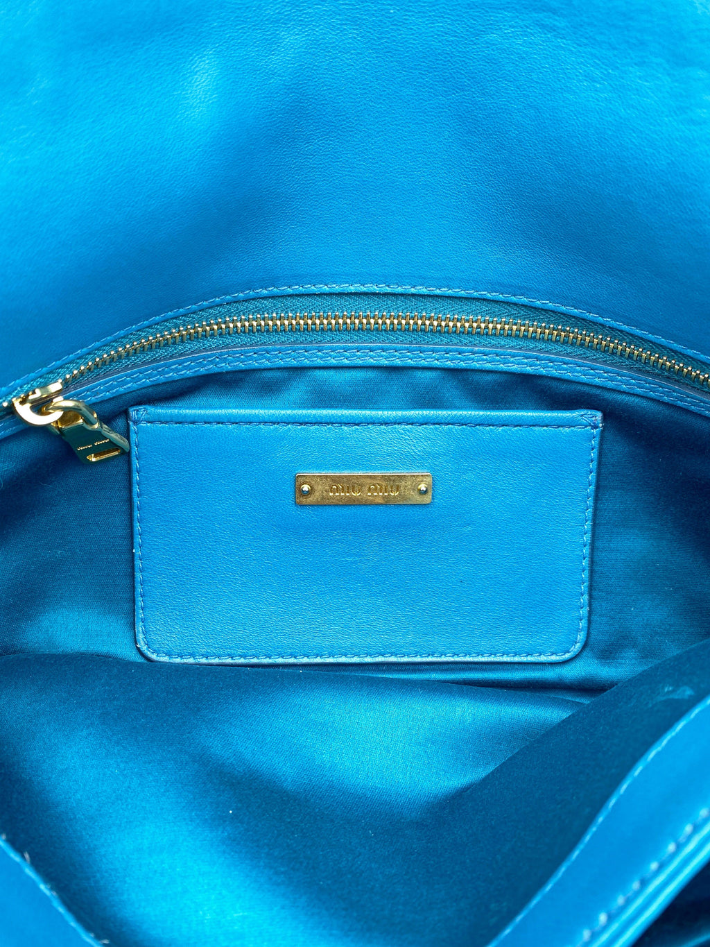 Miu Miu Teal Matelasse Leather Shoulder Bag - Second Nature Boutique