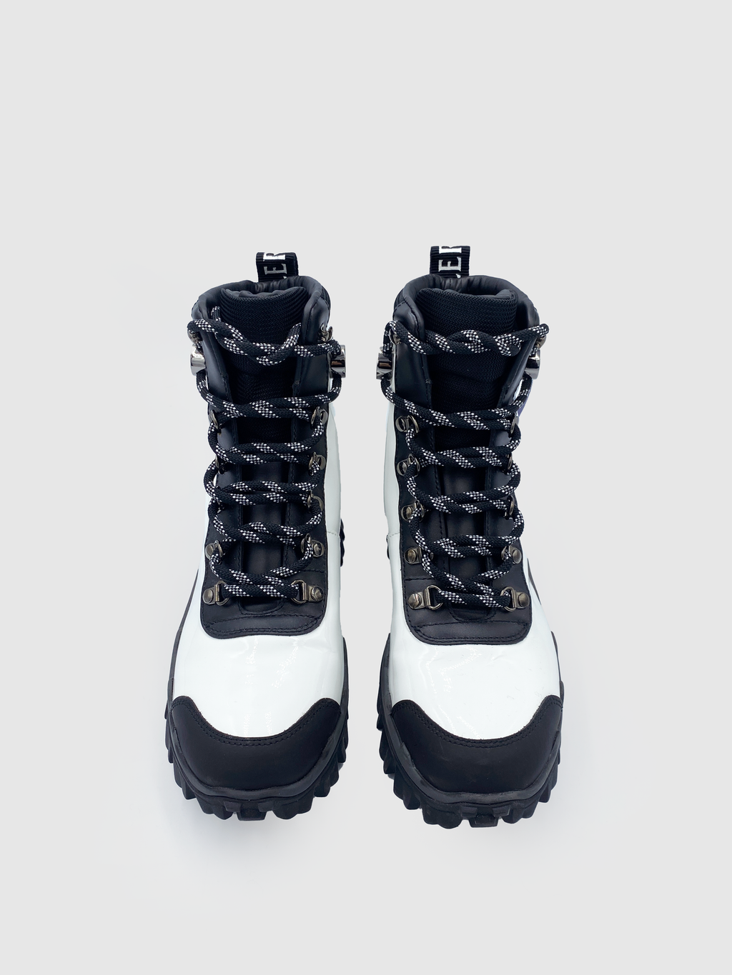 Moncler Black&White Patent Helis Hiking Boots - Size 5